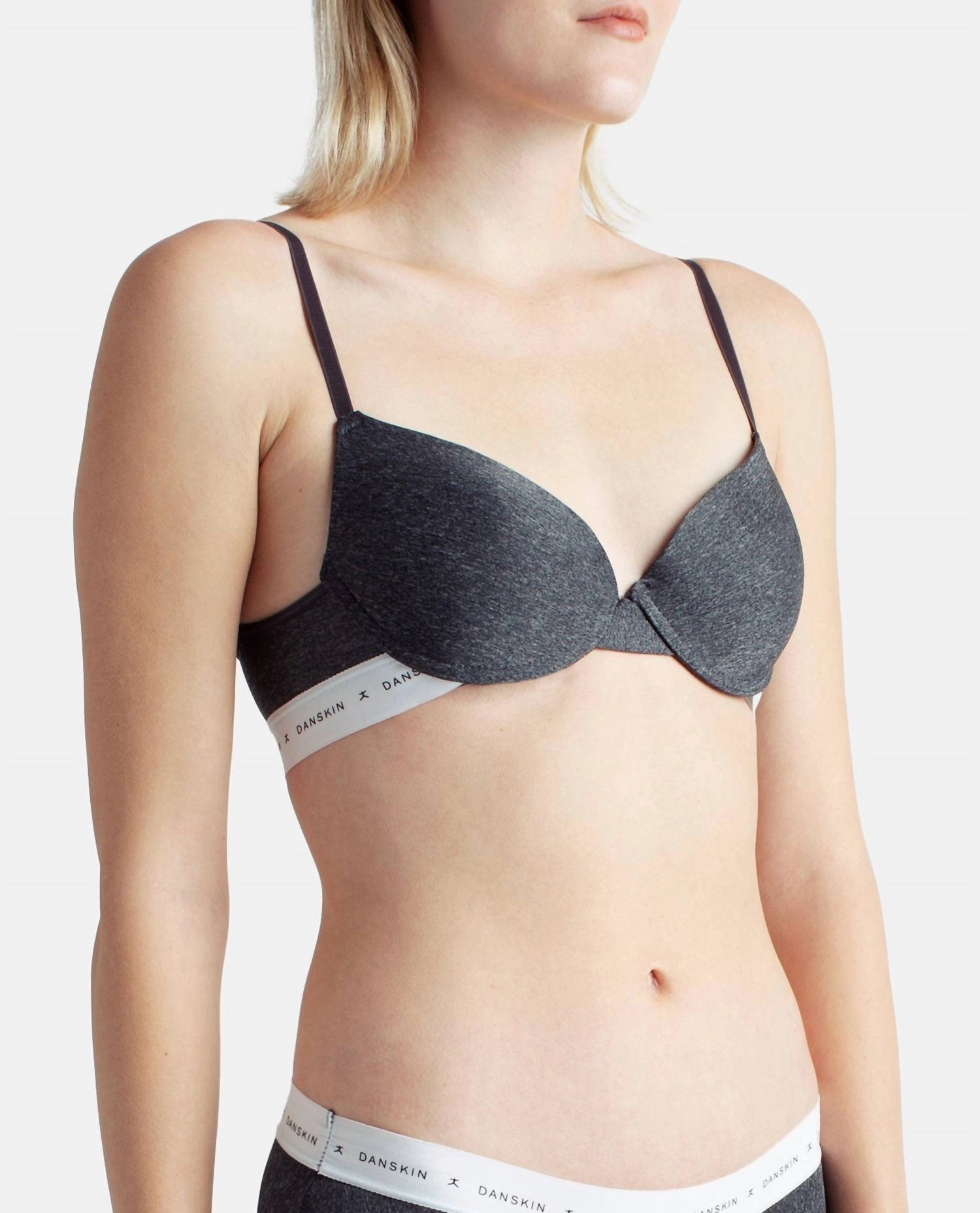 2-Pack Push Up Bra With Logo Elastic Band In Heather Grey And Gemini