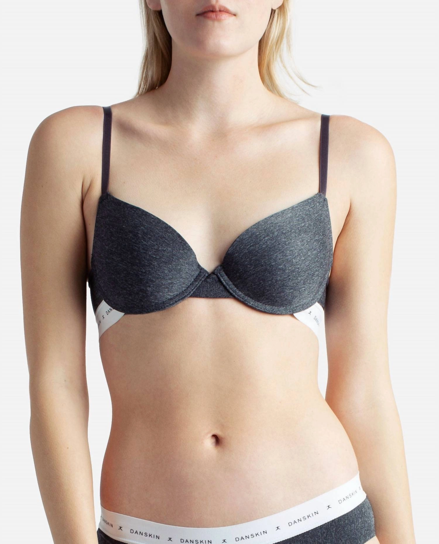 2-Pack Push Up Bra With Logo Elastic Band In Heather Grey And Gemini