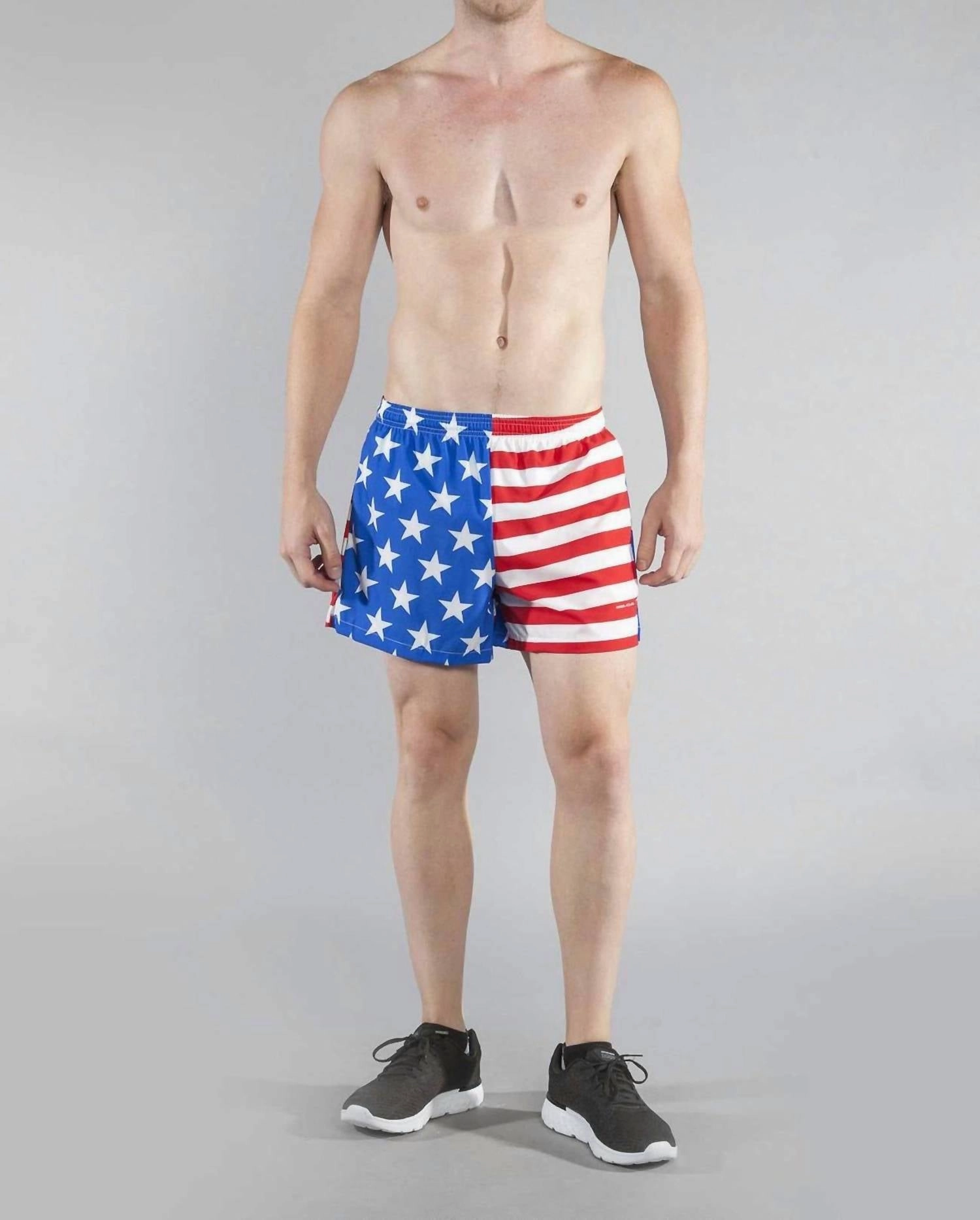 3.75" V-Notch Running Short In American Flag
