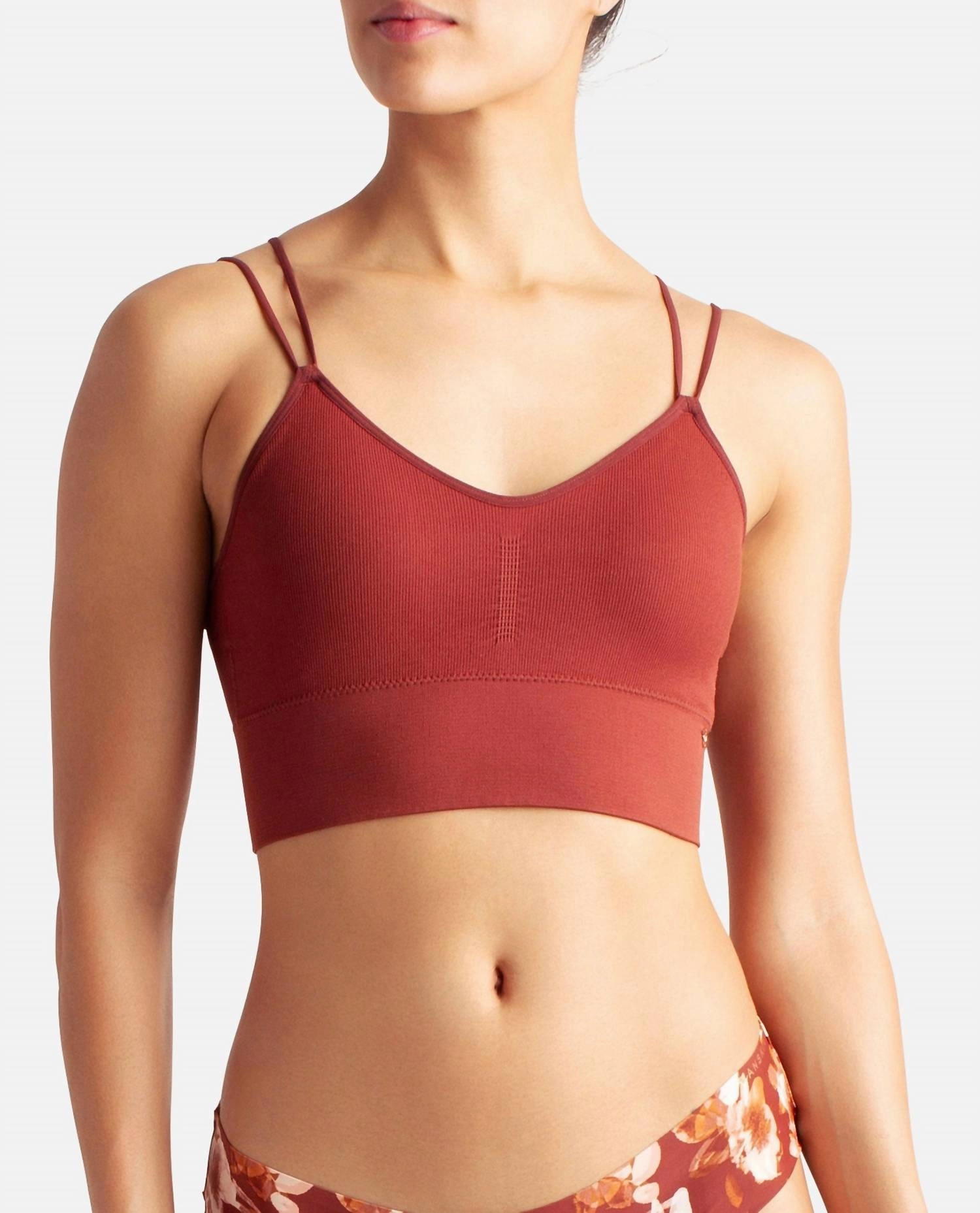 3-Pack Seamless Rib Longline With Bungee Pullover Bralette In Dsk Rust Ruins Multicolor