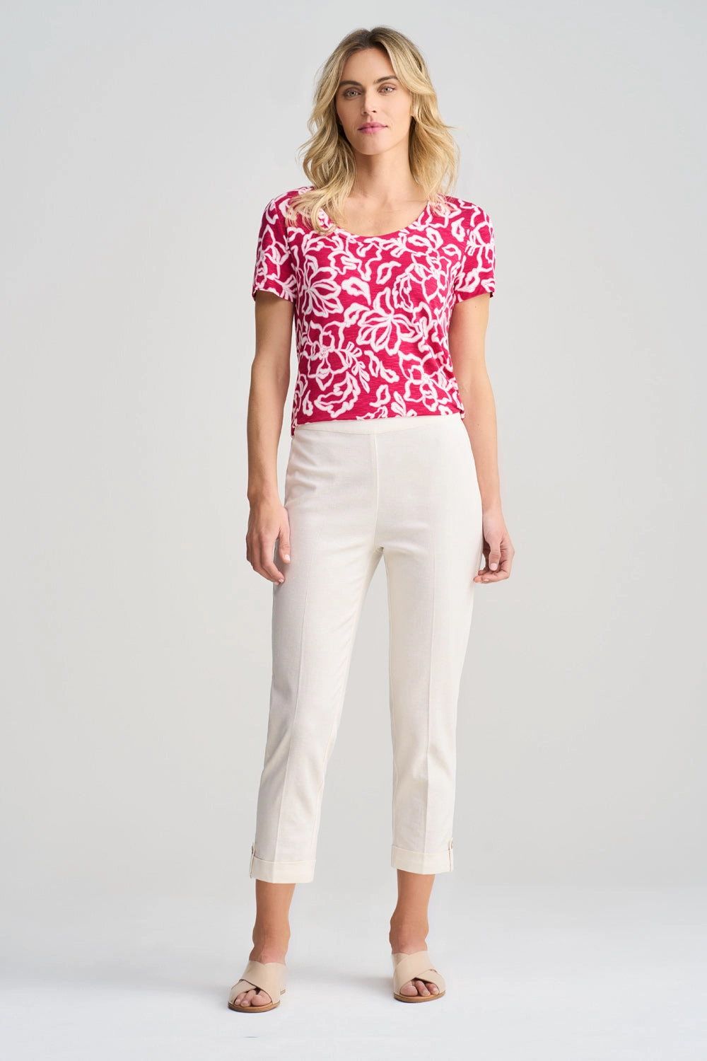 7/8 Tapered Pant with Cuff - Cream