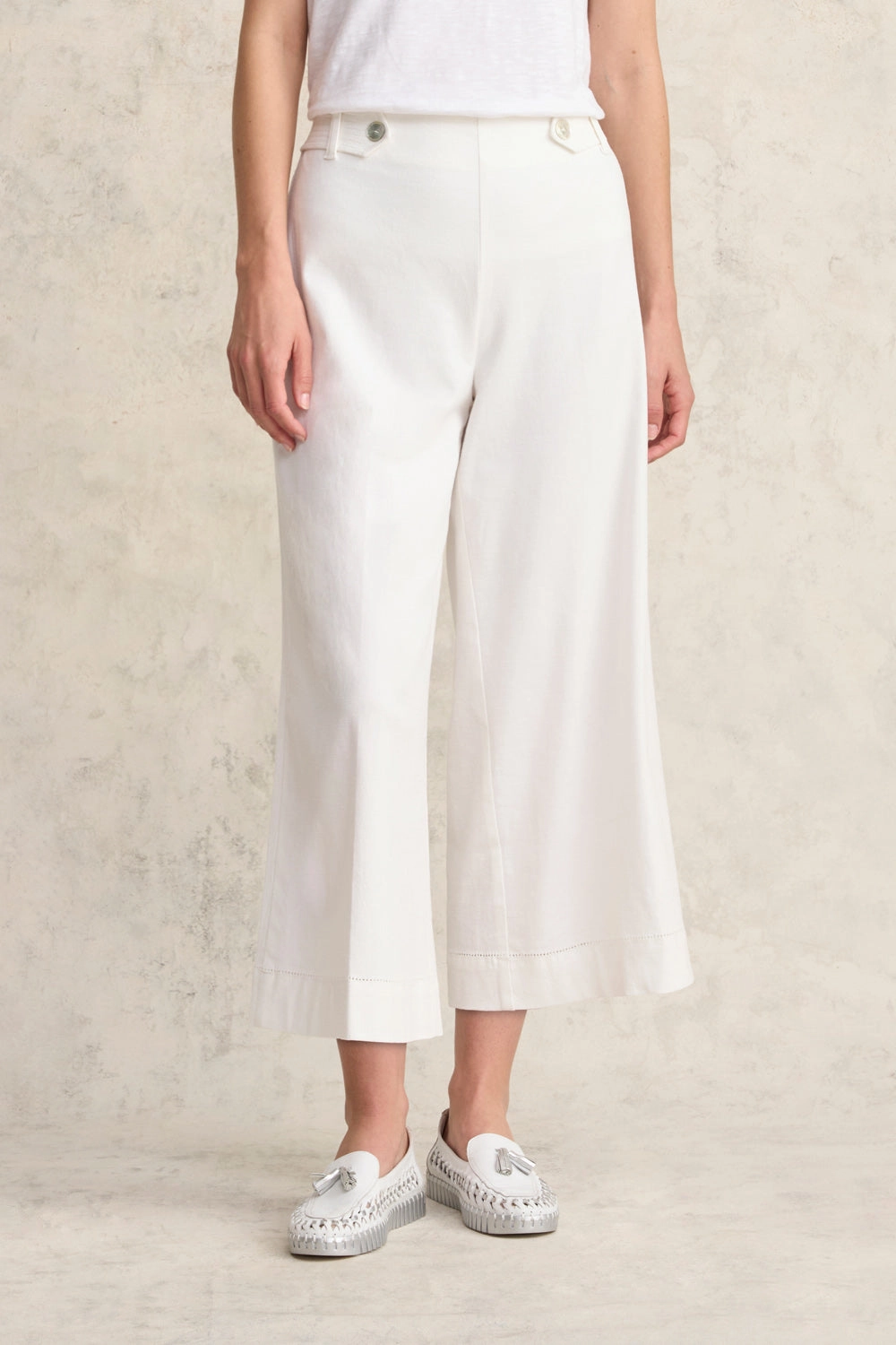 7/8th Linen Pant - White