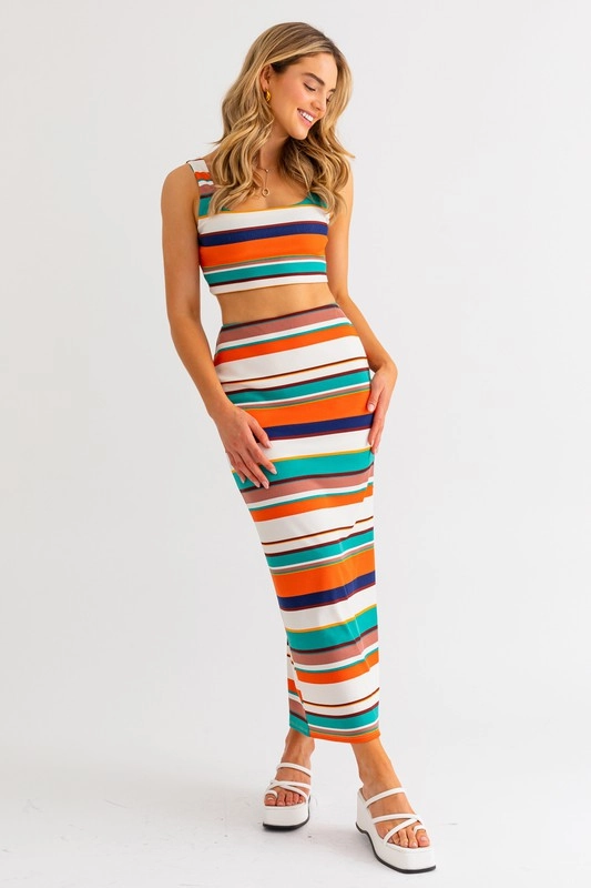 A Day At Lake Como Striped Cropped Top