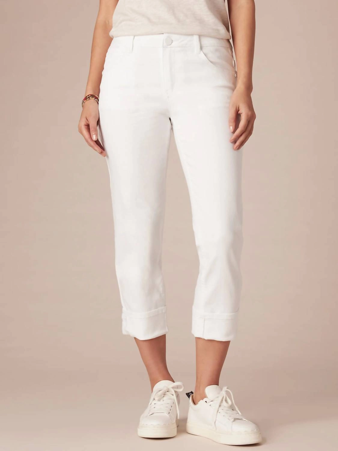 Absolution Mid-Rise Flex-Ellent Girlfriend Jean With Cropped Hem In Optic White