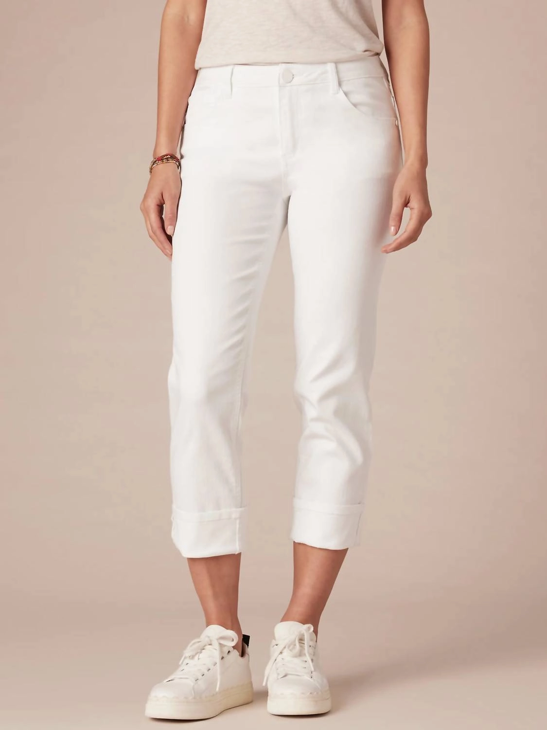 Absolution Mid-Rise Flex-Ellent Girlfriend Jean With Cropped Hem In Optic White