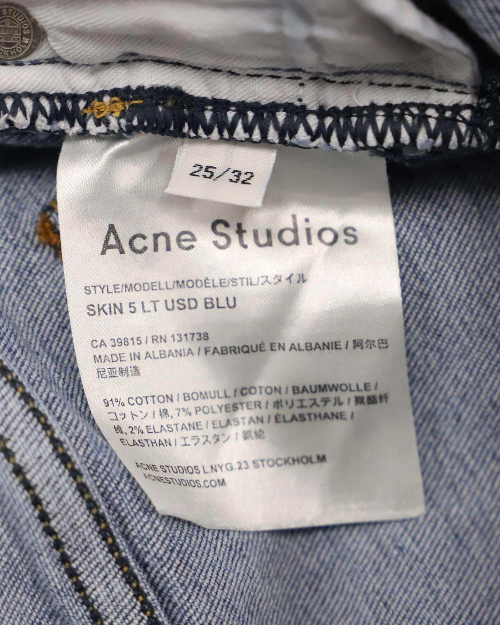 Acne Studios Mid Rise Jeans in Blue Cotton
