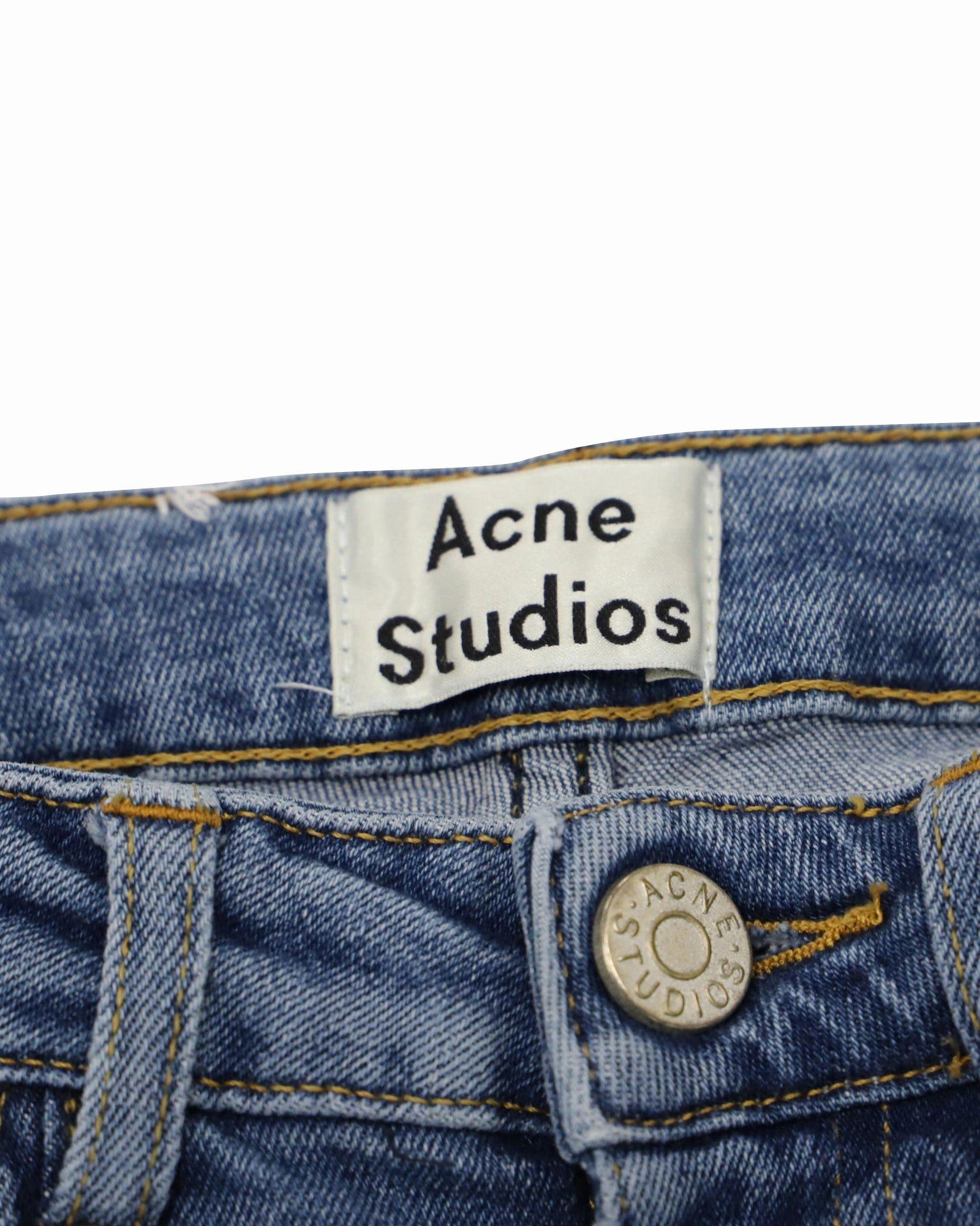 Acne Studios Mid Rise Jeans in Blue Cotton
