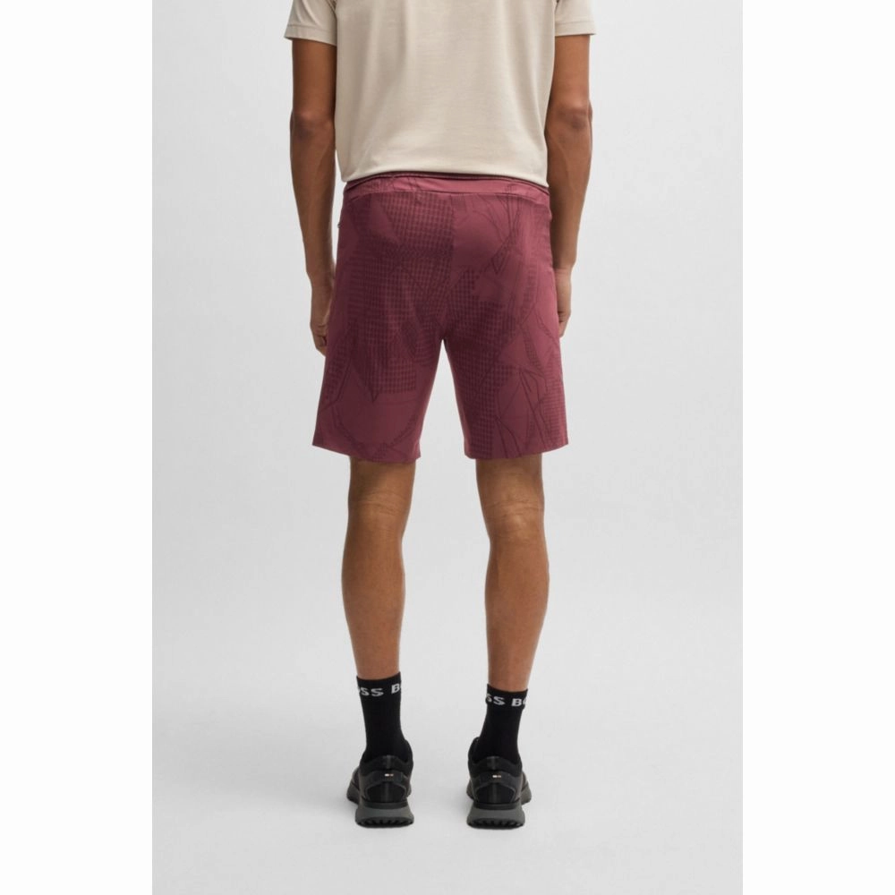 Active patterned shorts in four-way stretch fabric