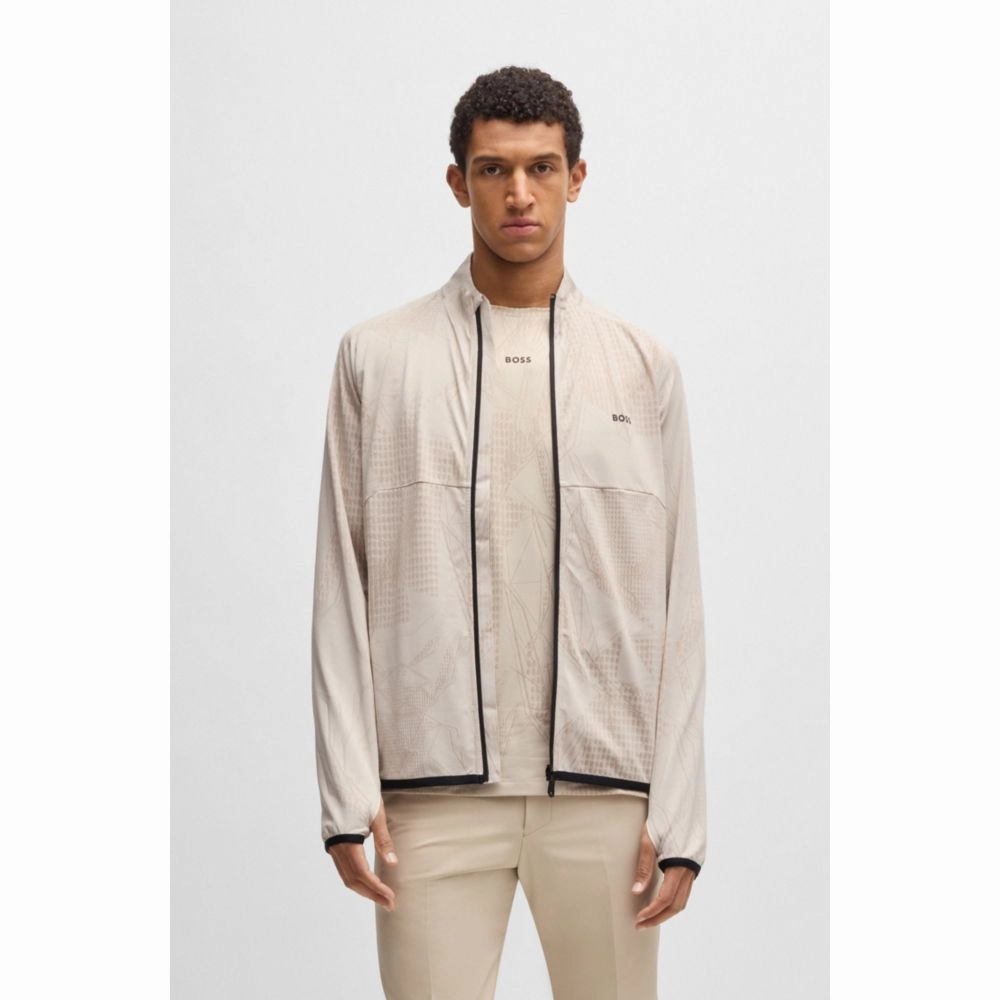 Active zip-up sweatshirt with dynamic jacquard pattern
