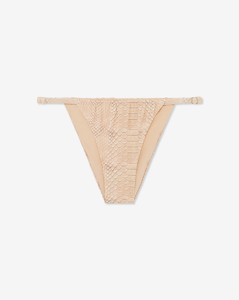 Adjustable Ruched Snake Skin Bikini Bottom