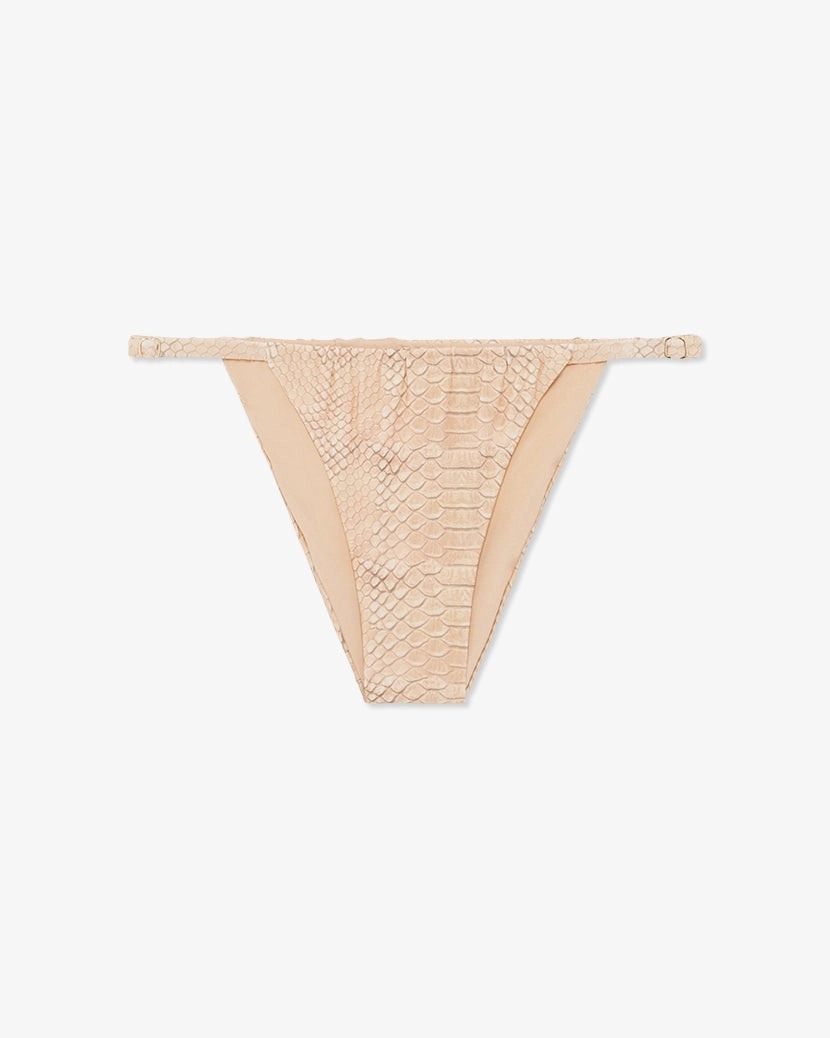 Adjustable Ruched Snake Skin Bikini Bottom