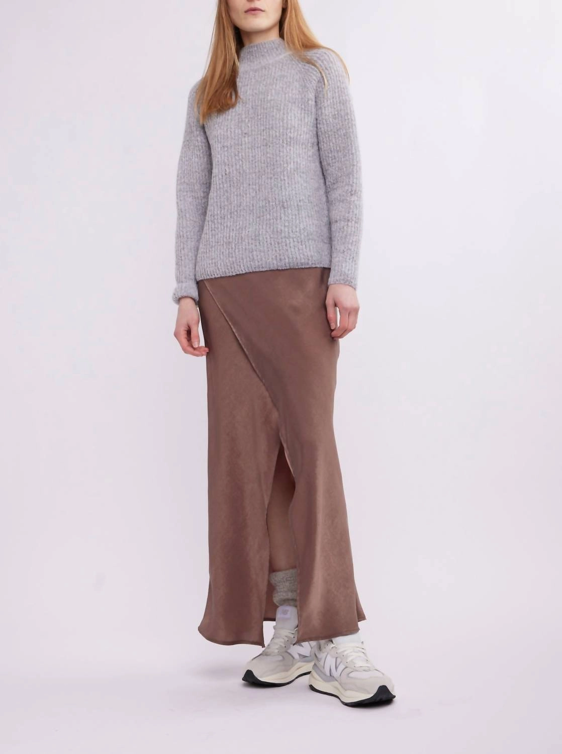 Alaia Overlap Skirt In Brown