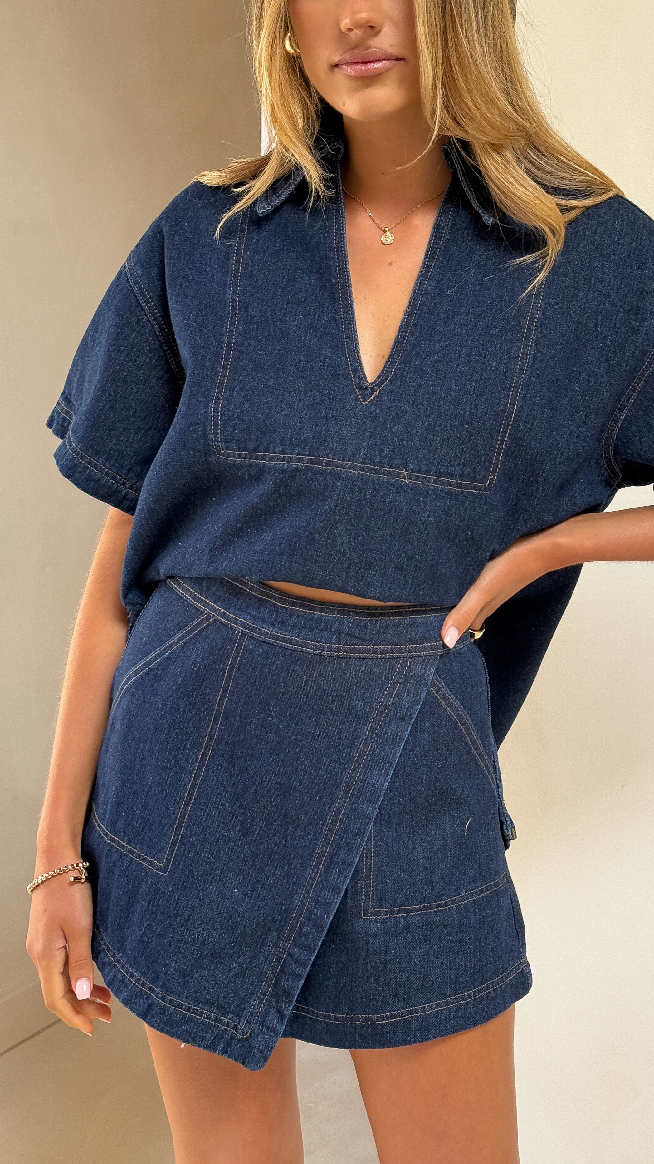 Alaina Oversized Shirt - Indigo Denim