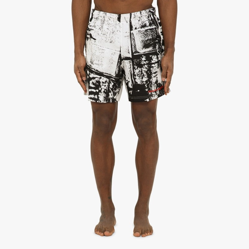 Alexander Mcqueen Men's Abstract Print Swim Shorts With Logo