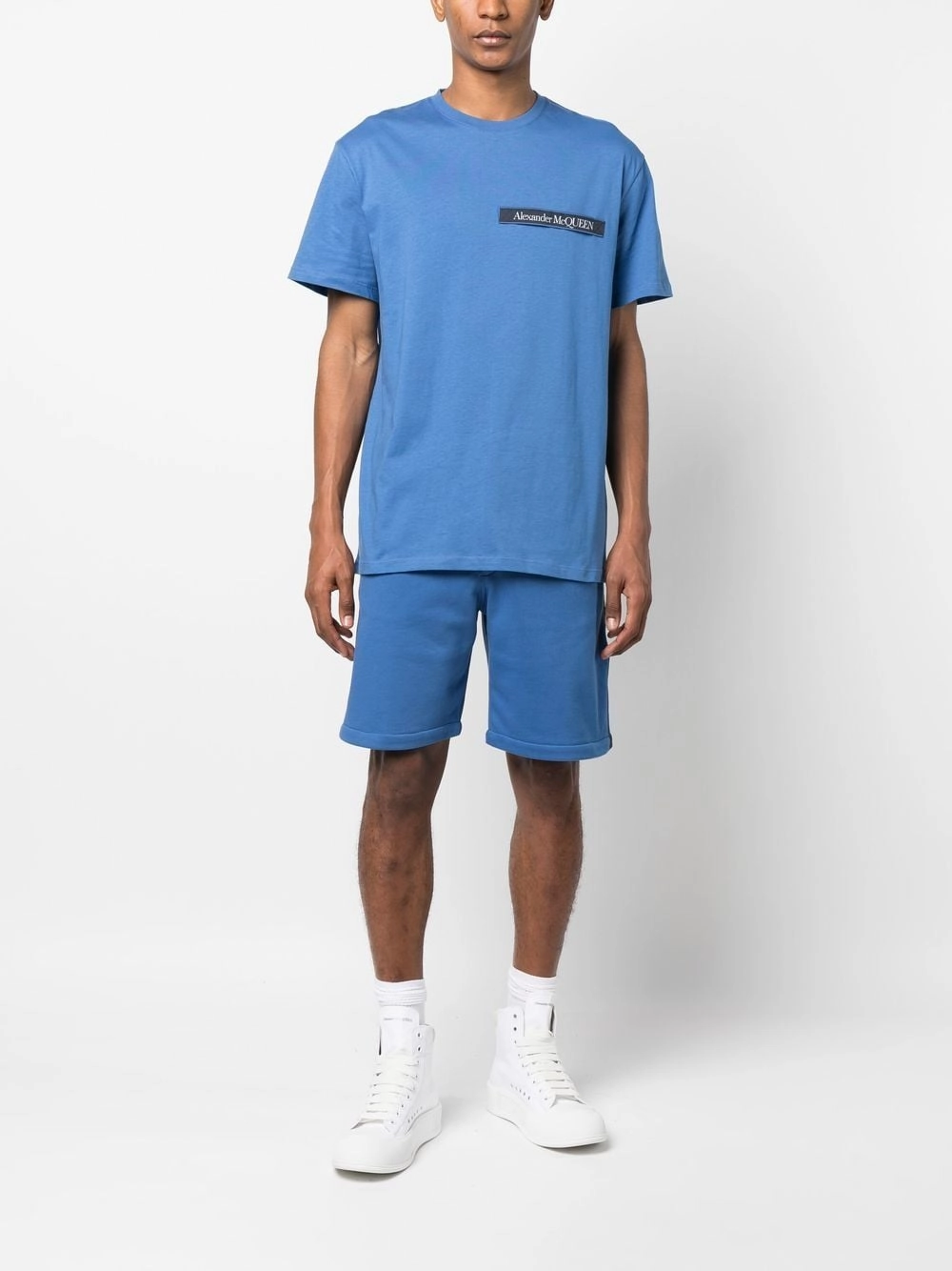 Alexander Mcqueen Men's Logo-Tape Jersey Shorts