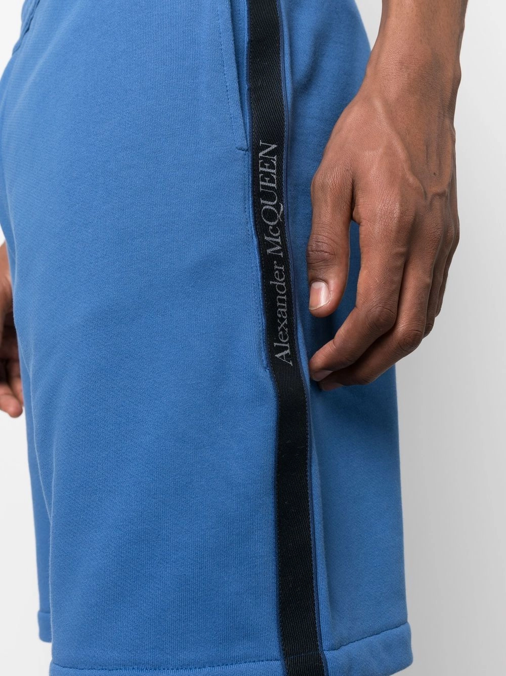 Alexander Mcqueen Men's Logo-Tape Jersey Shorts