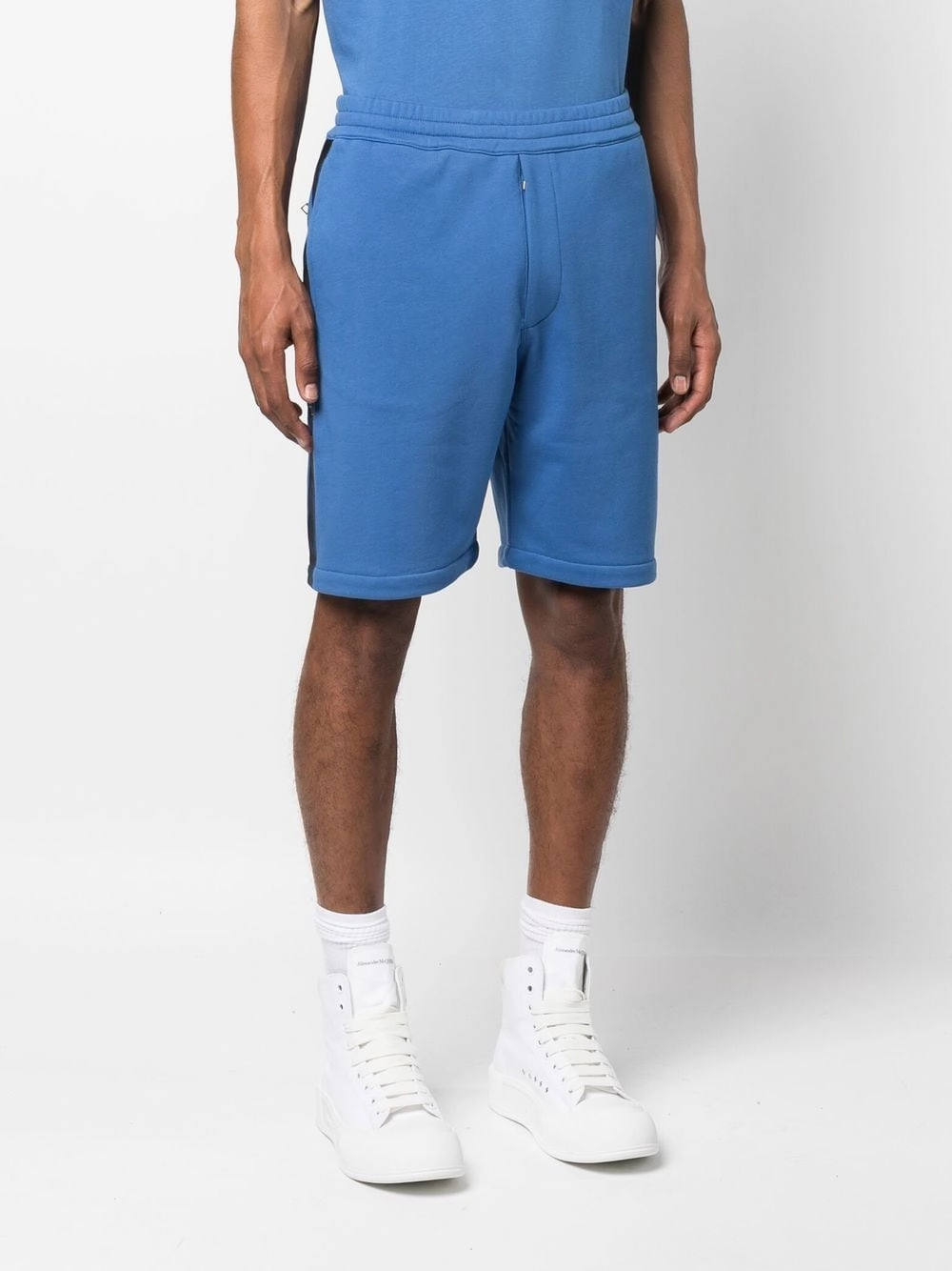 Alexander Mcqueen Men's Logo-Tape Jersey Shorts