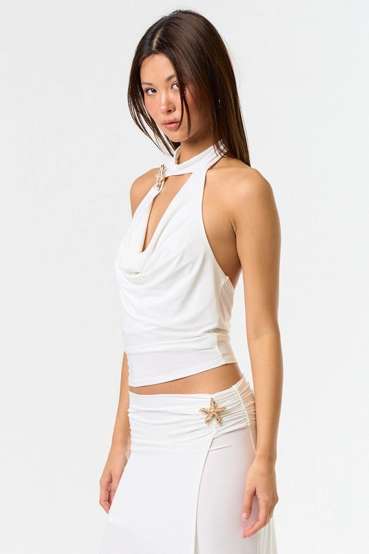 Aluna Starfish Cowl Neck Halter Top