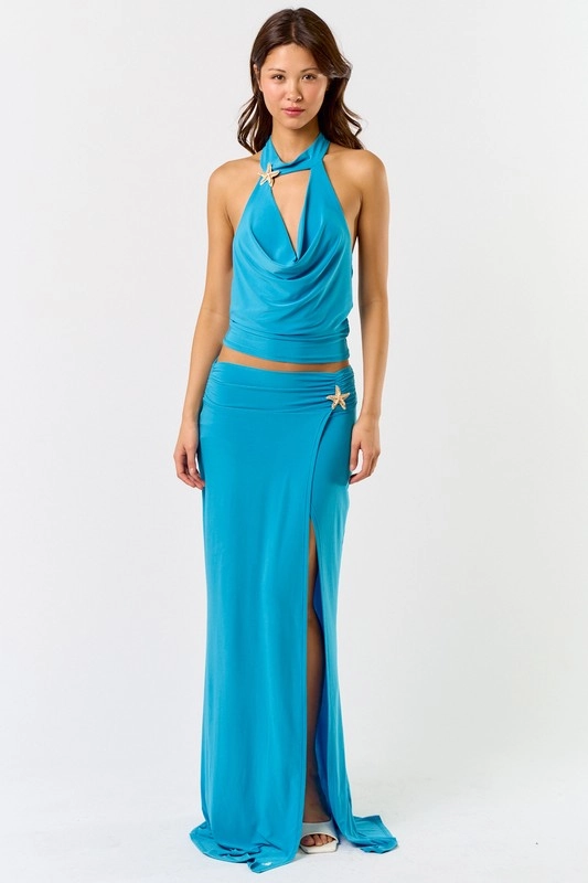 Aluna Starfish Cowl Neck Halter Top