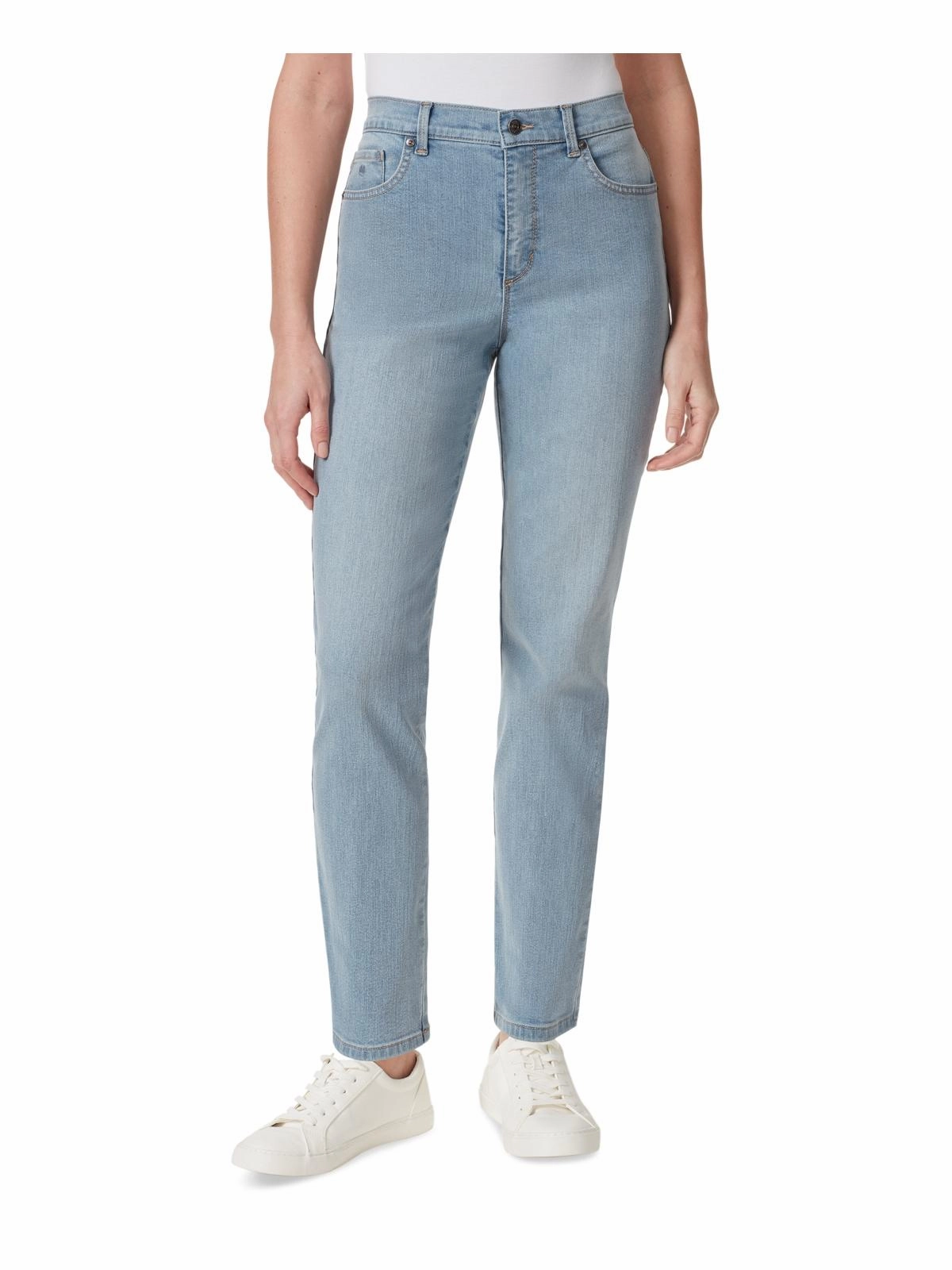 Amanda Womens Light Wash High-Waist Tapered Leg Jeans