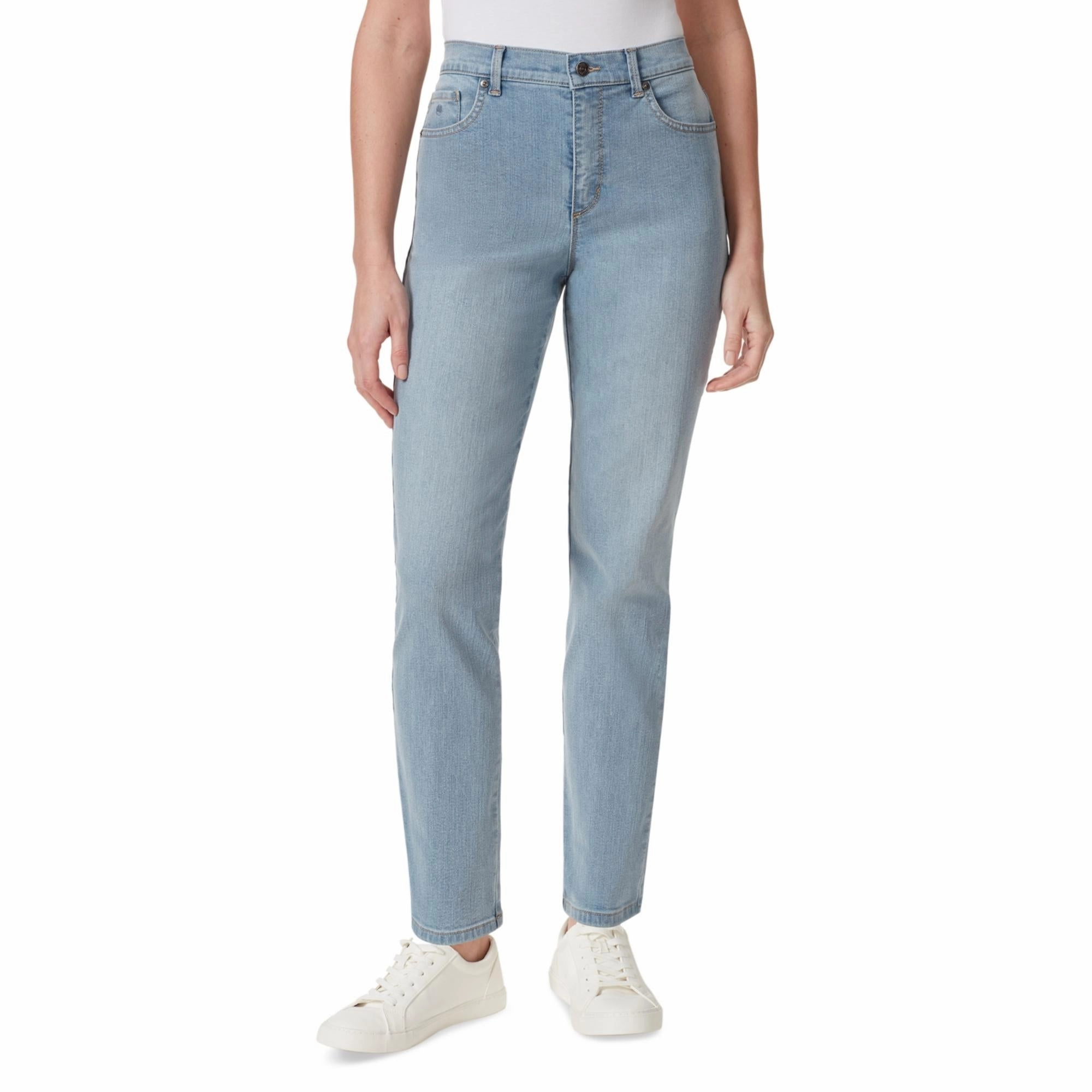 Amanda Womens Light Wash High-Waist Tapered Leg Jeans