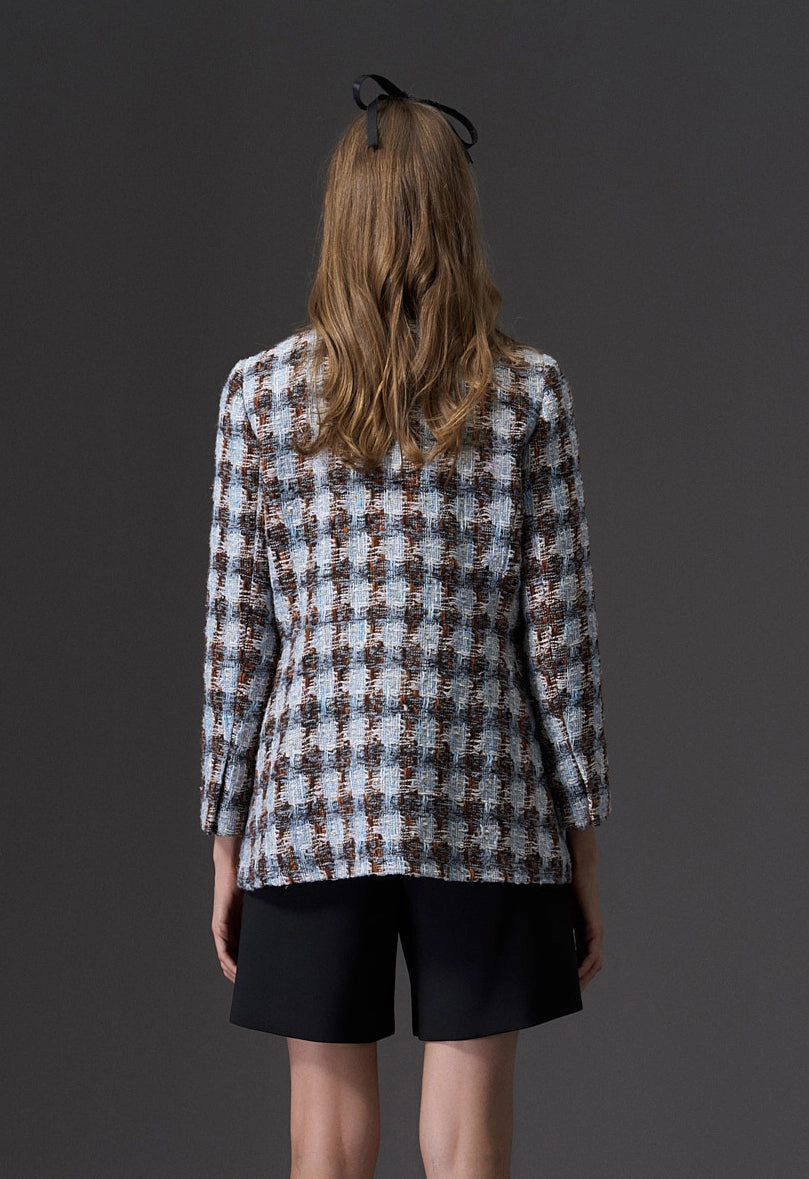 Amber and Light Blue Tweed Coat