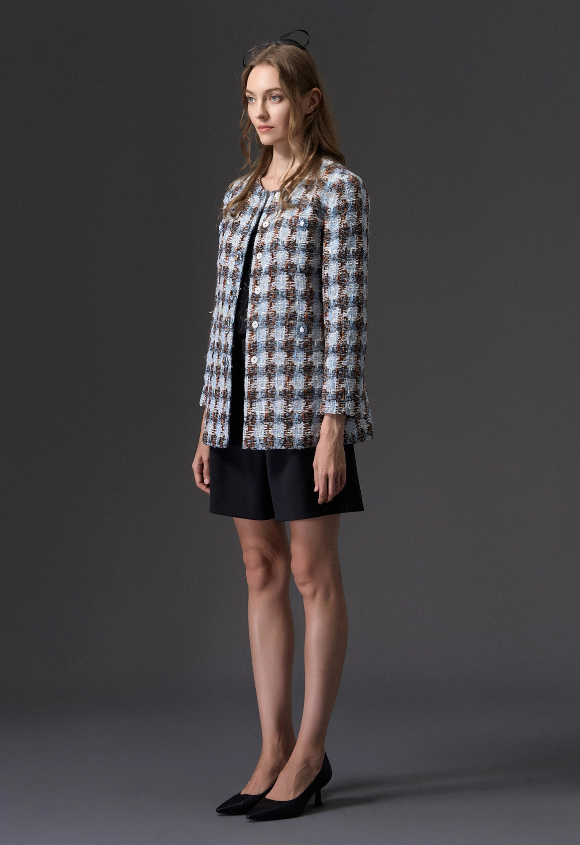Amber and Light Blue Tweed Coat