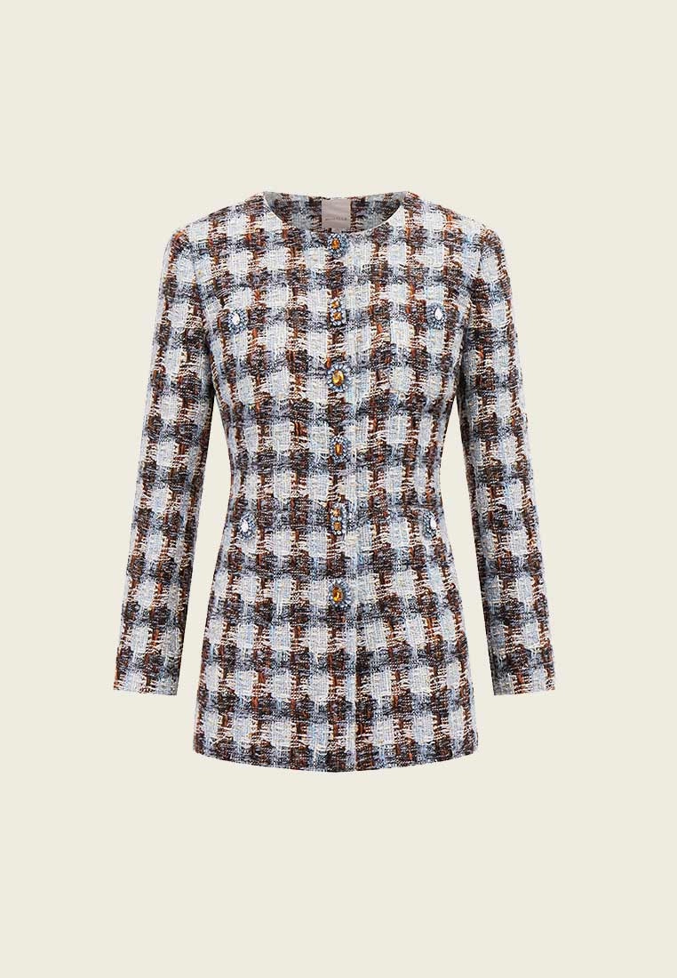 Amber and Light Blue Tweed Coat