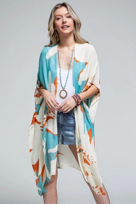 Aquamarine Open Front Kimono