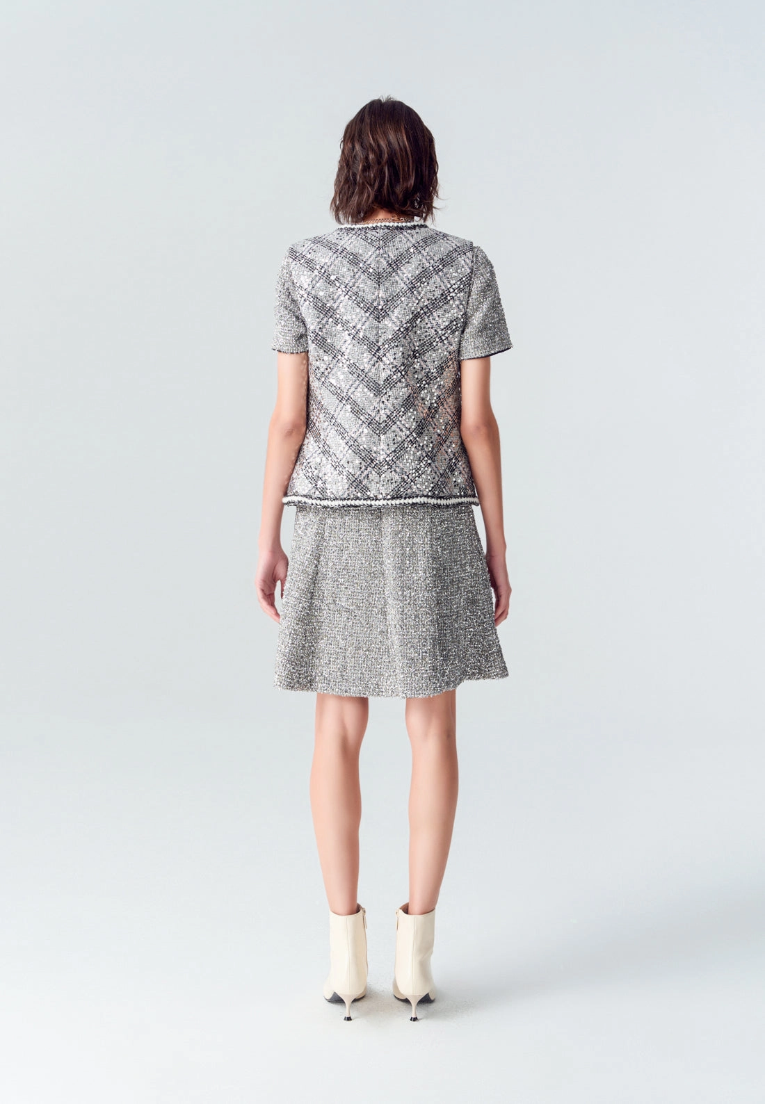 Argyle Plaid Sequin Tweed Vest