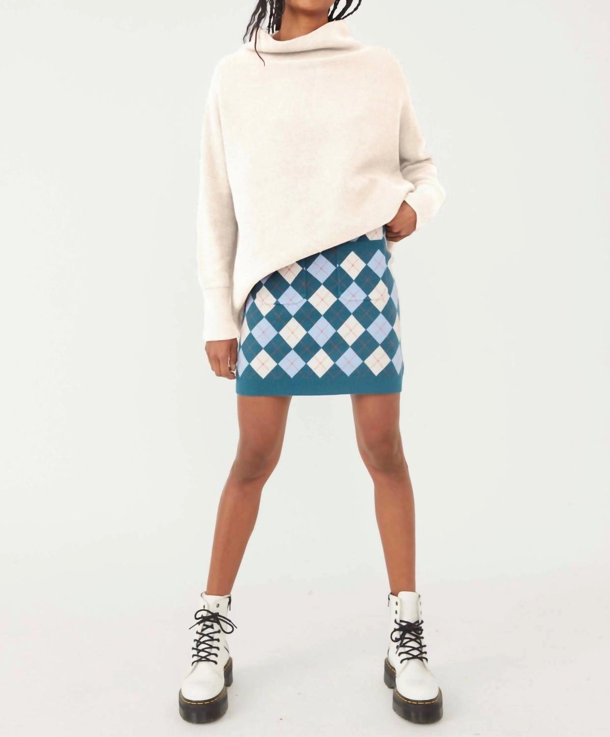 Argyle Viola Sweater Mini Skirt In Marine Combo