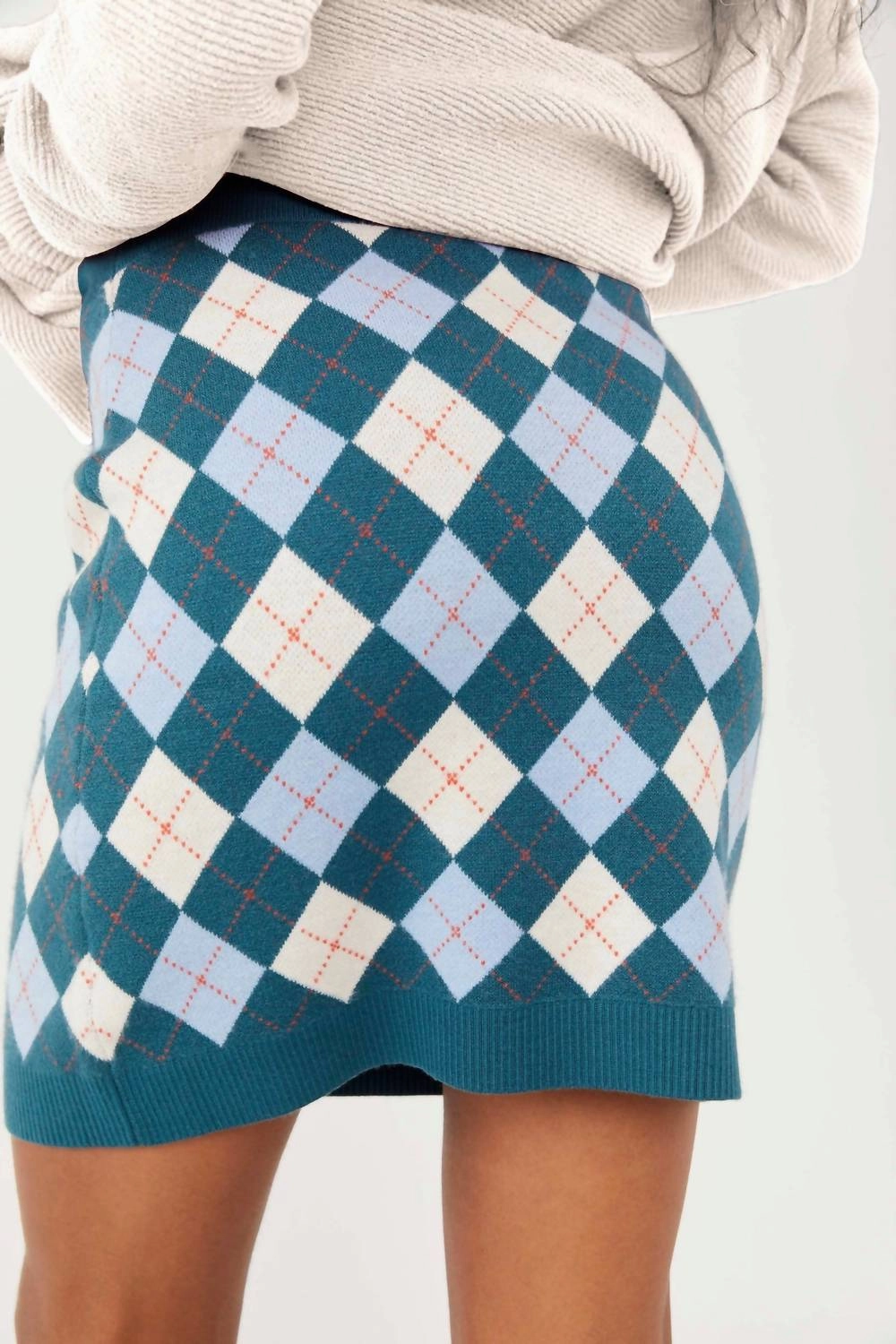 Argyle Viola Sweater Mini Skirt In Marine Combo