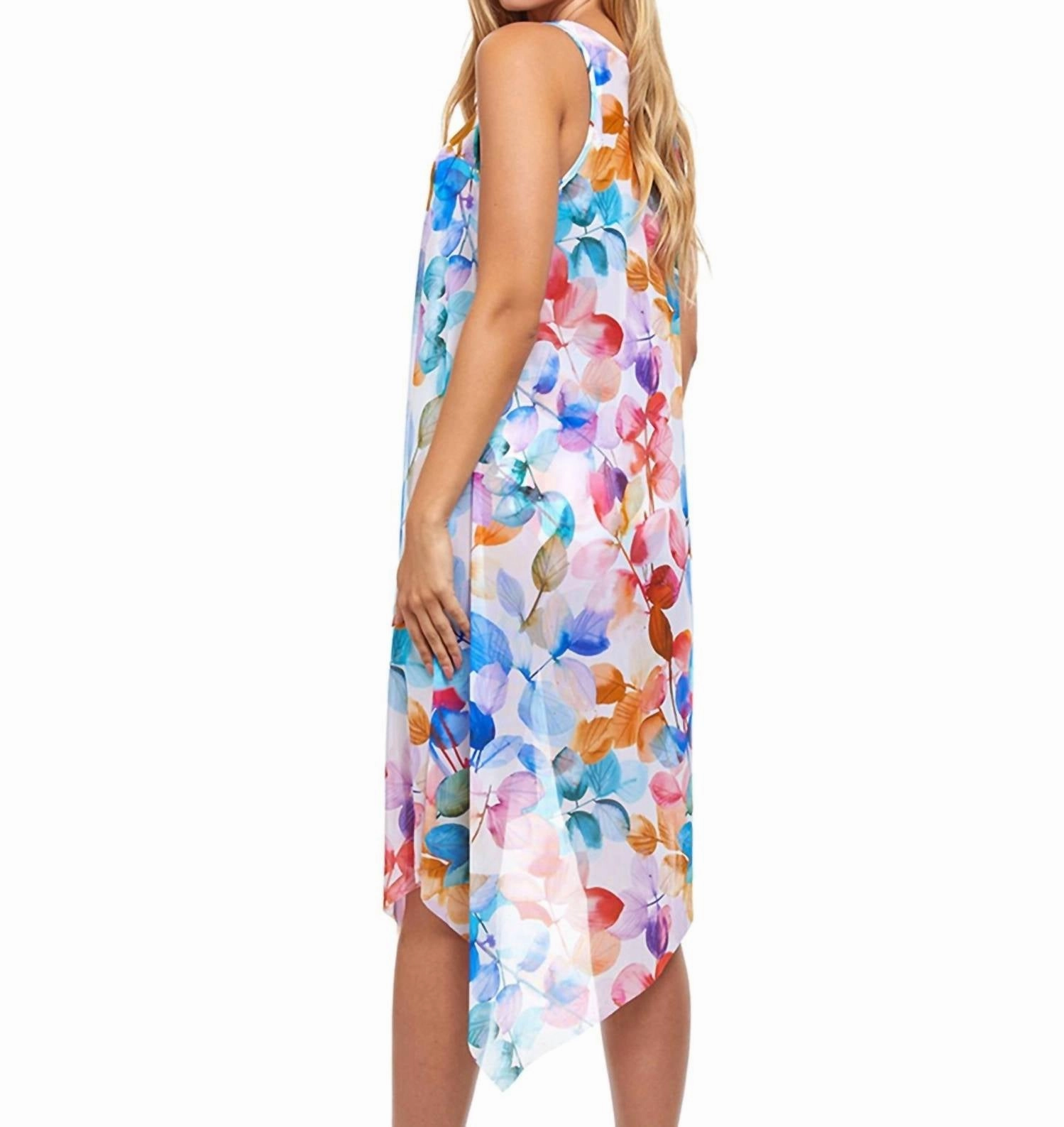 Asymmetrical Round Neck Cover Up Dress In Color Rush White