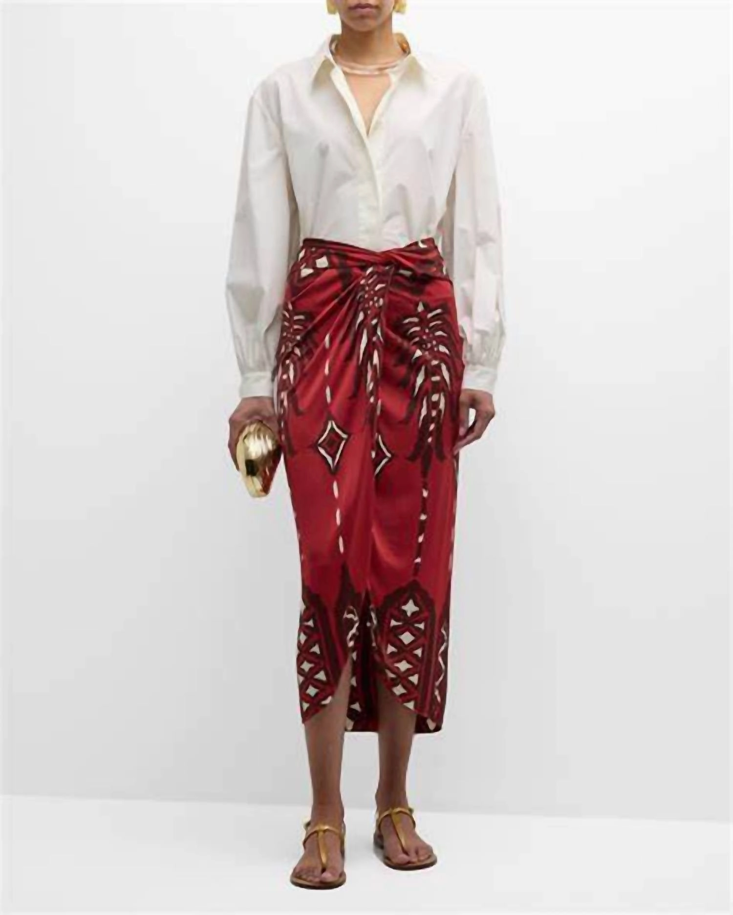 Avanyu Skirt In Red Wine Ecru