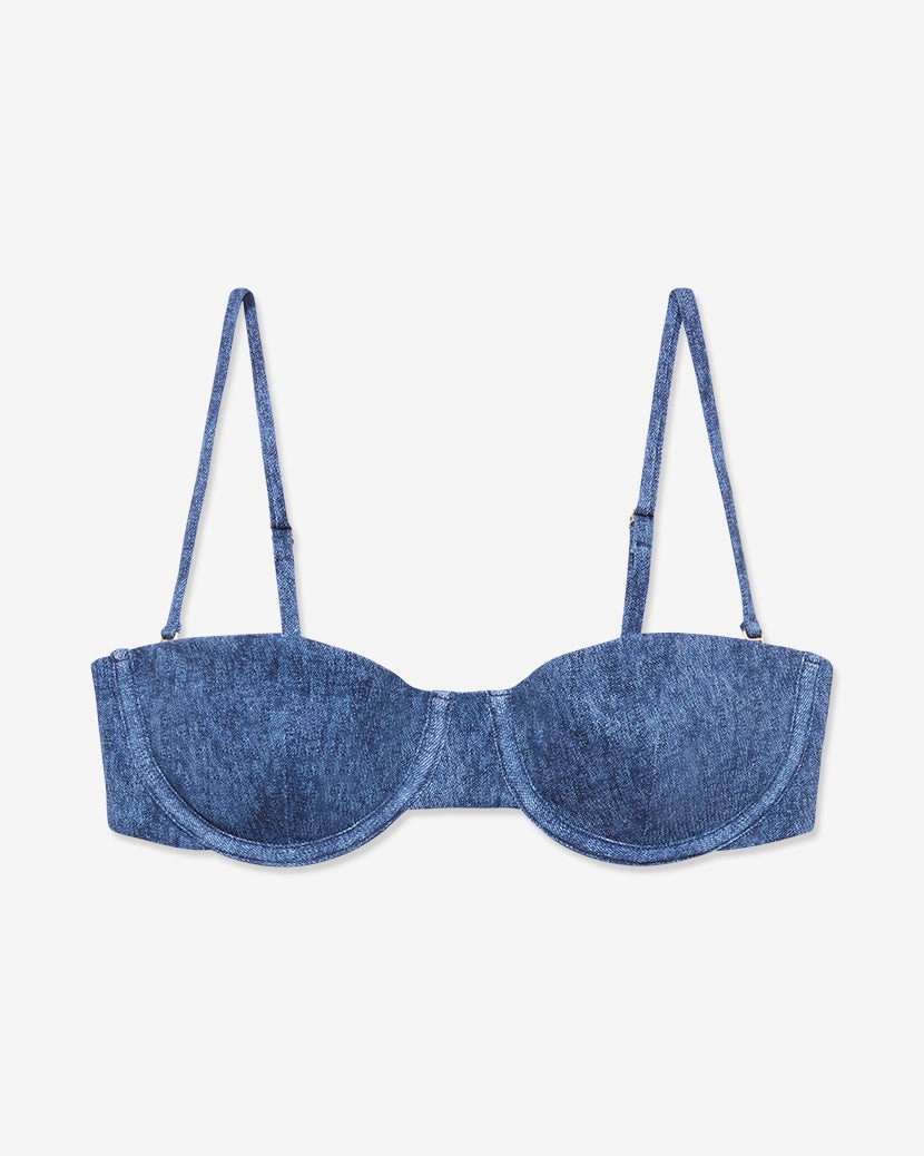 Balconette Denim Bikini Top