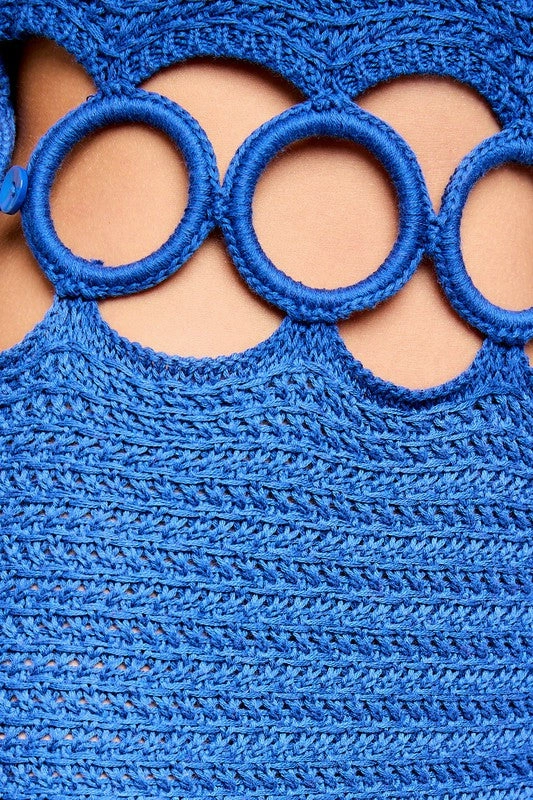 Bali Square Neck Sleeveless Crochet Midi Dress