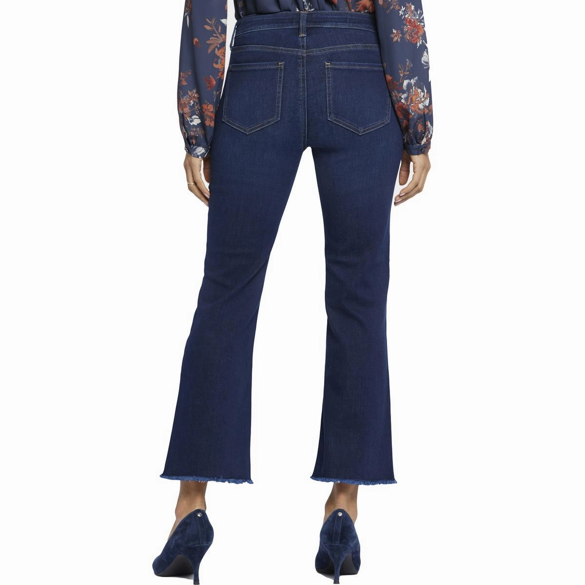 Barbara Womens Frayed Hem Denim Bootcut Jeans