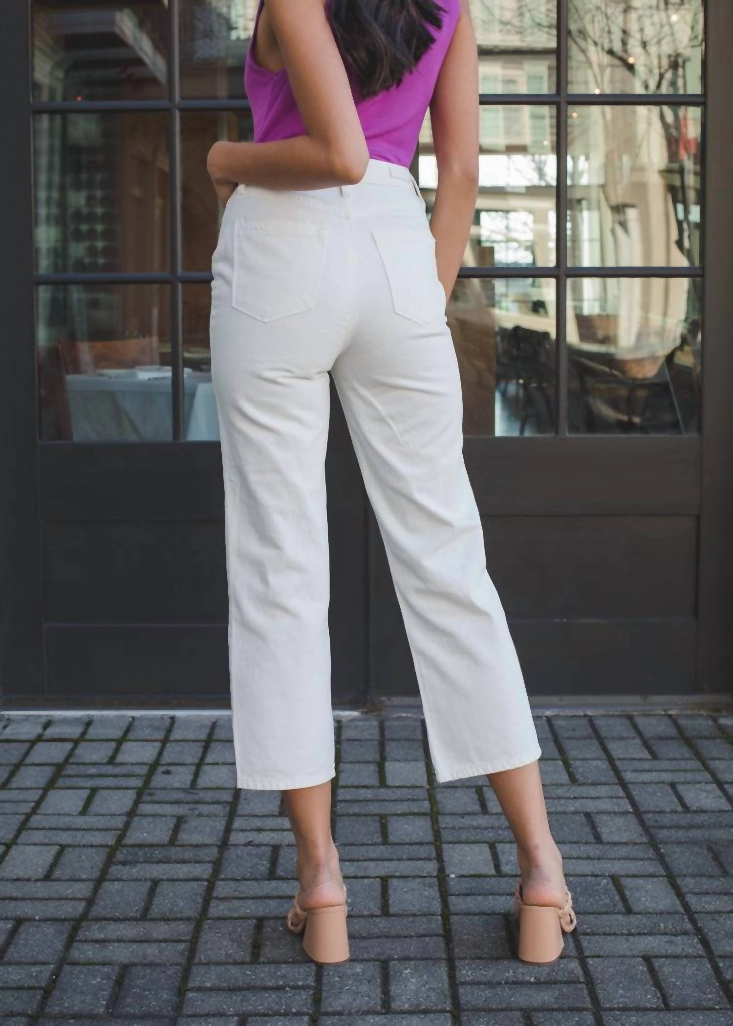 Baxter Crop White Nonstretch Cotton Ribcage Jeans In Head In The Clouds