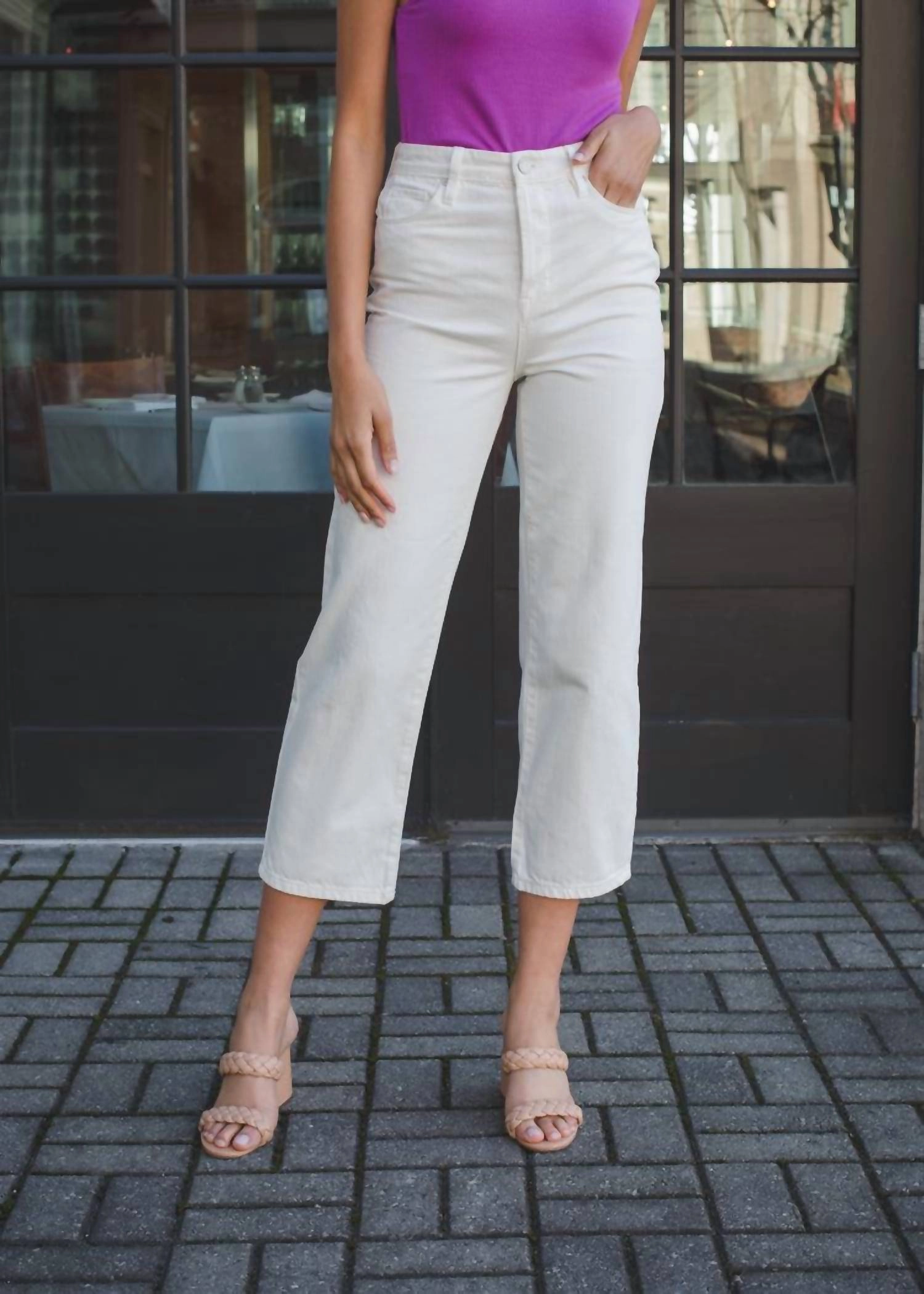 Baxter Crop White Nonstretch Cotton Ribcage Jeans In Head In The Clouds