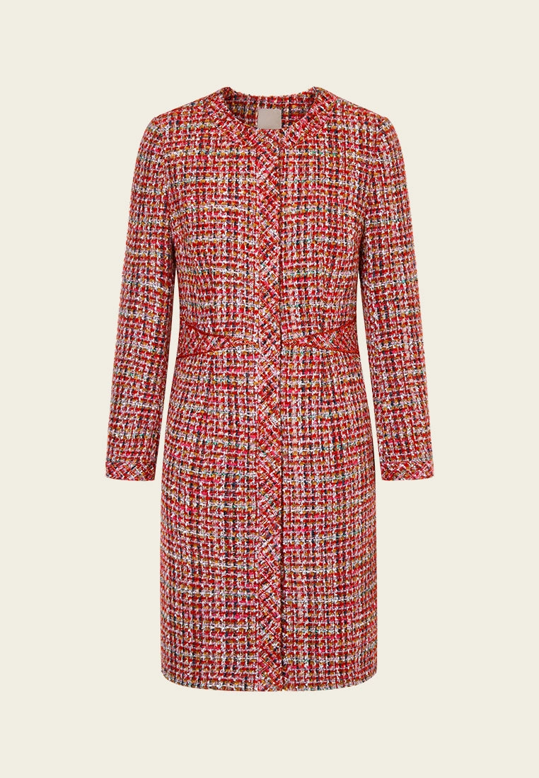 Bead-detail Concealed-fastening Midi Coat