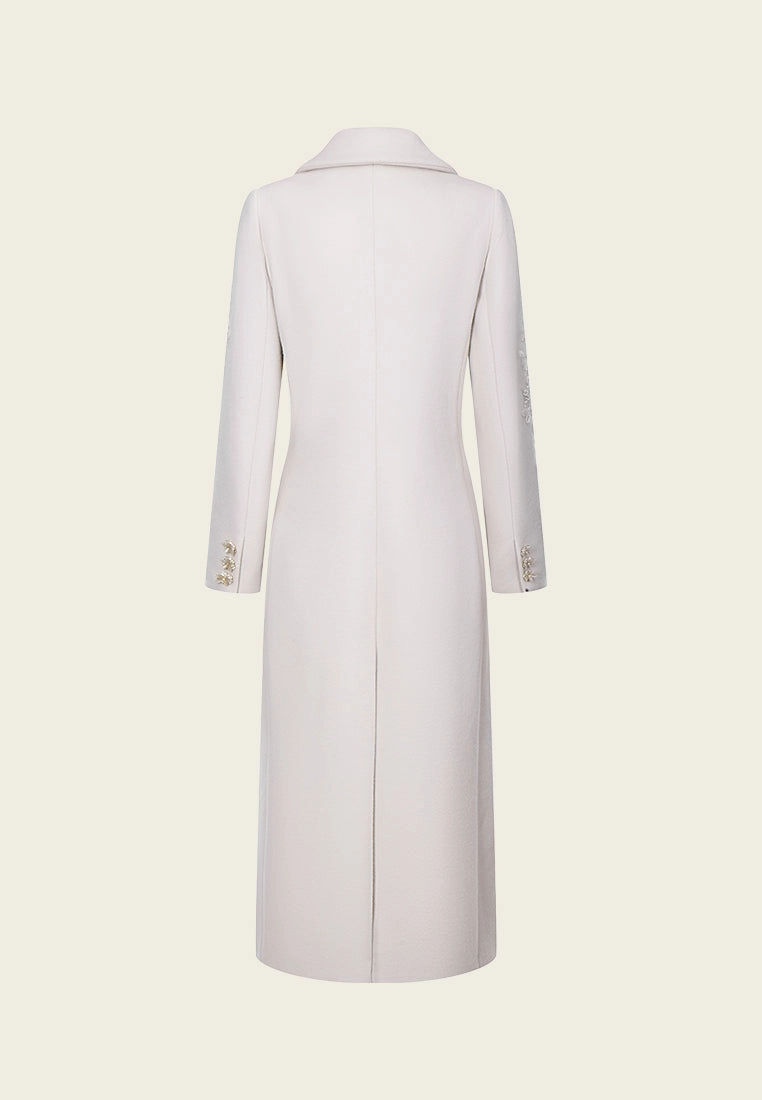 Bead-detail Maxi-length Wool Coat