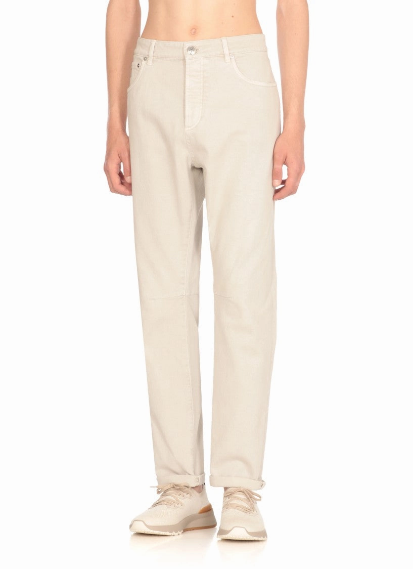 Beige Cotton Jeans