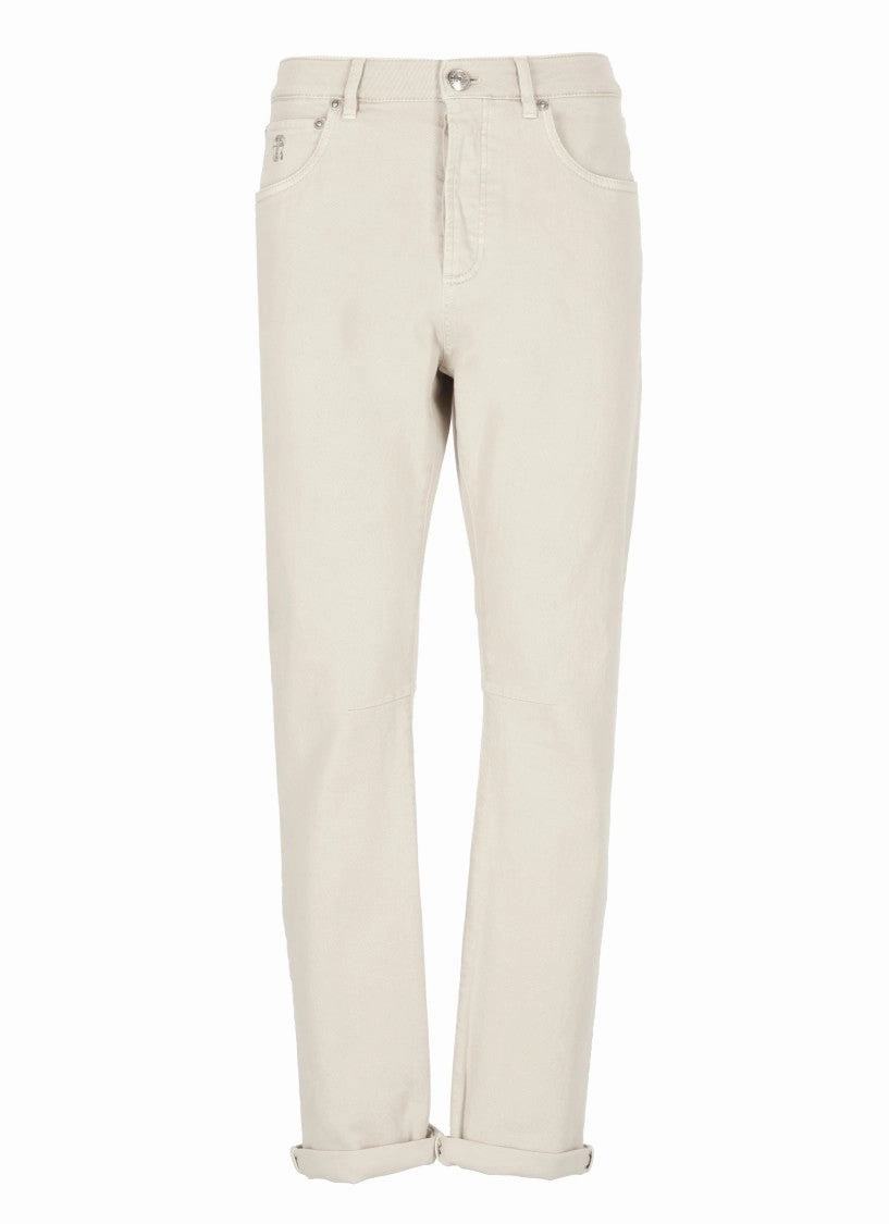 Beige Cotton Jeans