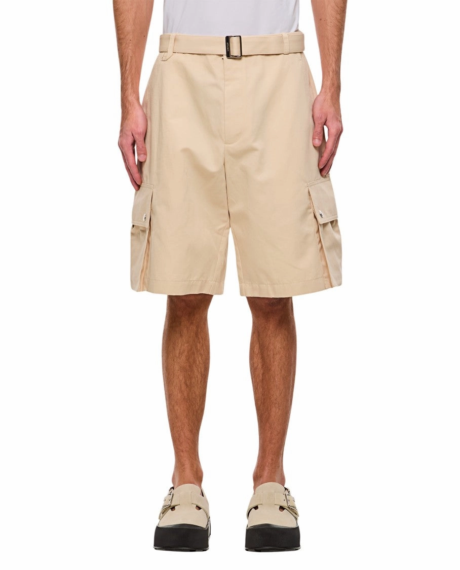 Beige Multi-Pocket Cargo Shorts