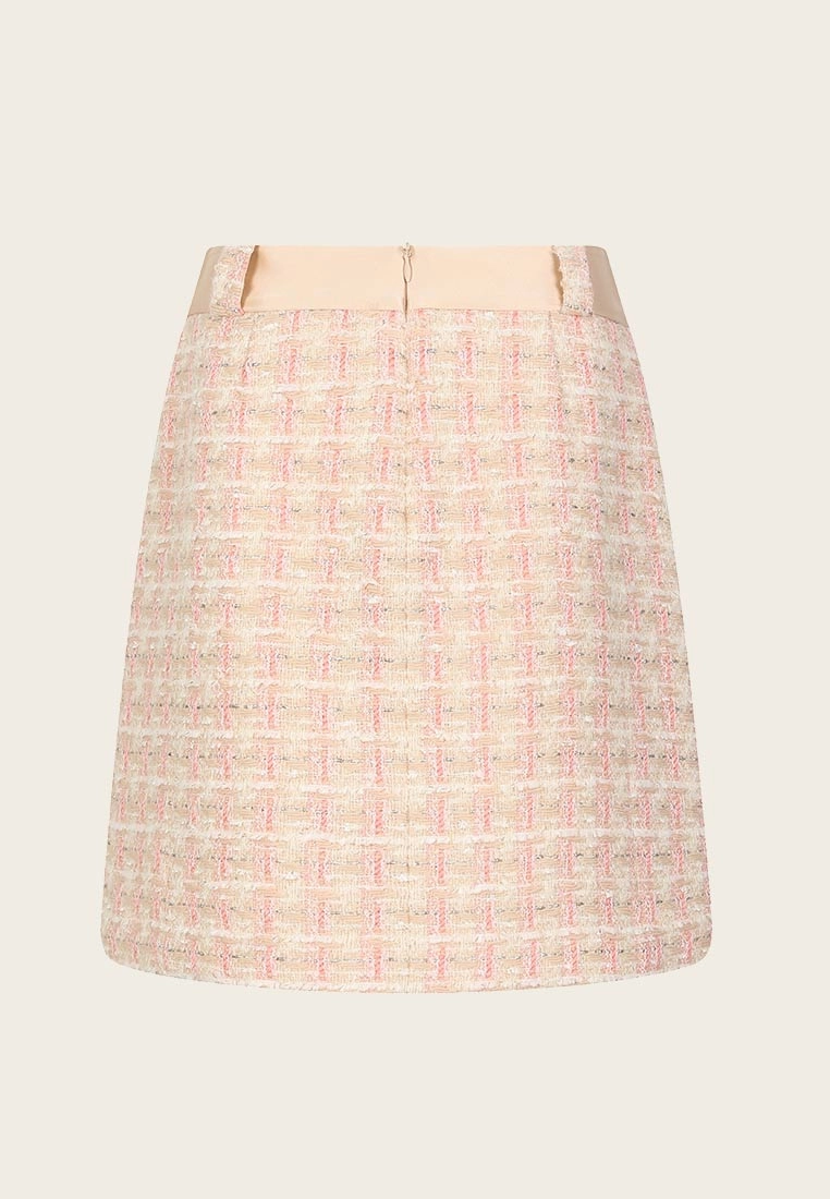 Beige Pink Tweed A-line Skirt