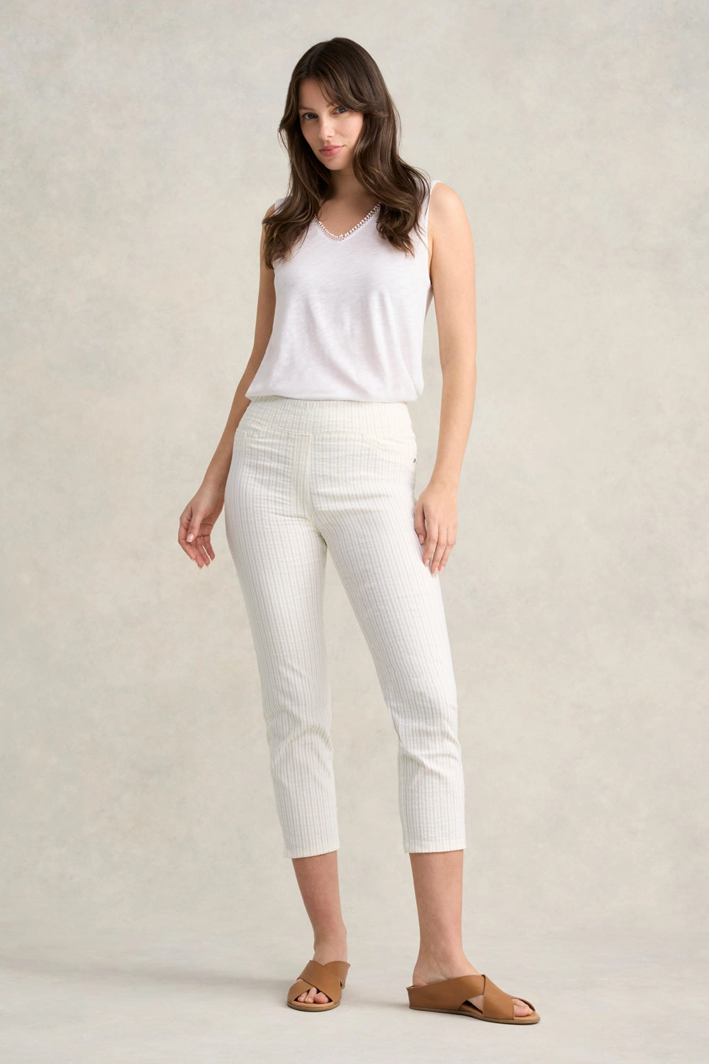 Bengajean 3/4 Seersucker - Yellow & White Stripe