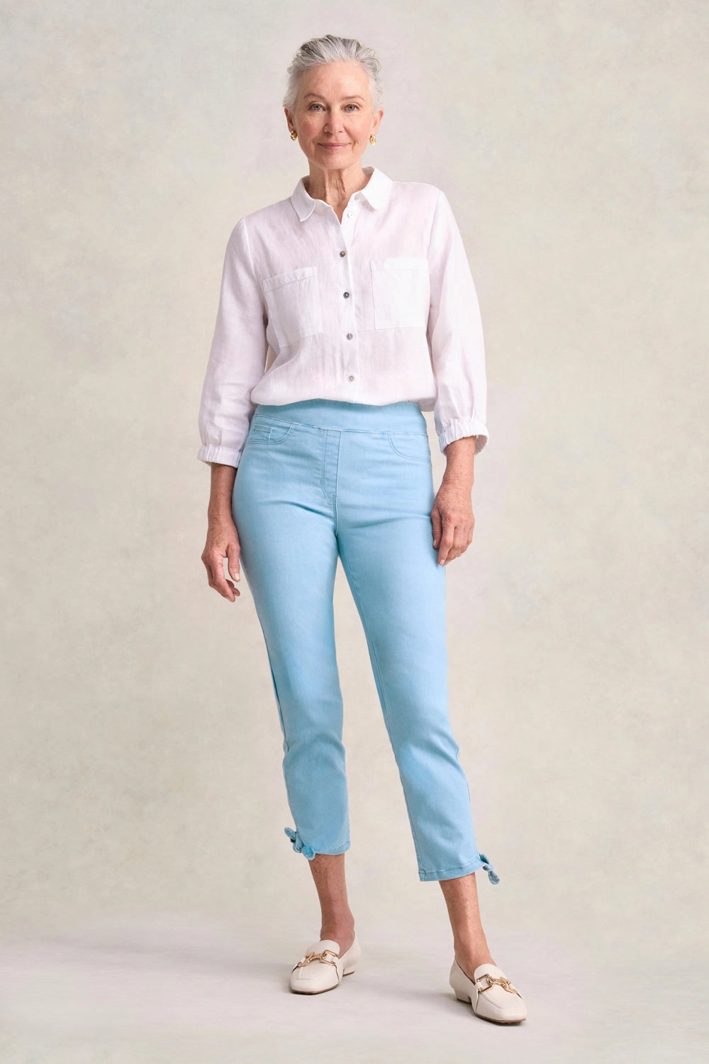 Bengajean 7/8 Tied-Cuff - Dusty Blue