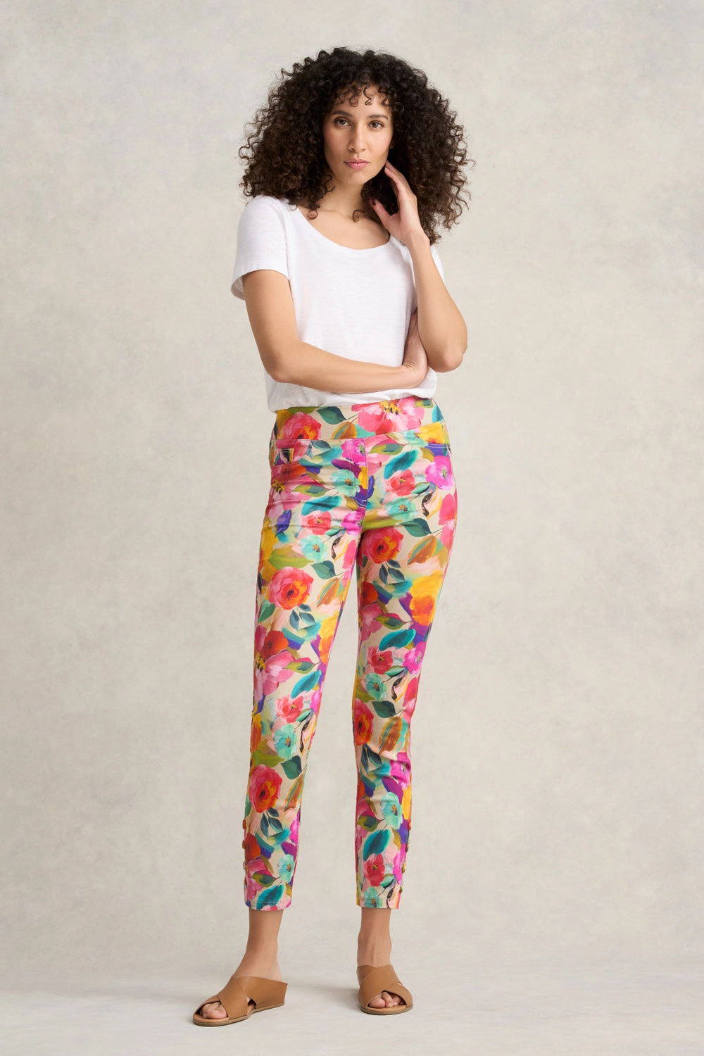 Bengajean 7/8th Button Detail - Multi Roses Print
