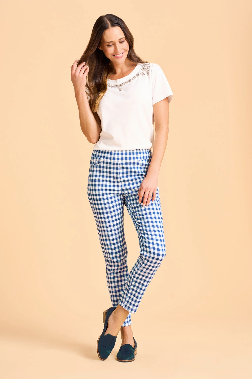 Bengajean 7/8th Skinny Leg - Azure Gingham