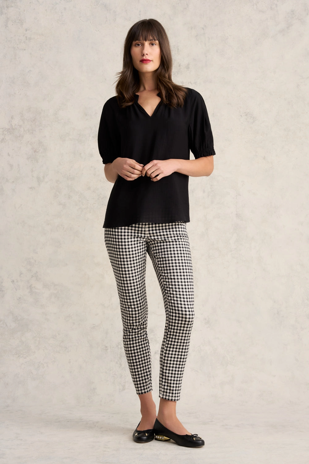 Bengajean 7/8th Skinny Leg - Black & Ecru Gingham